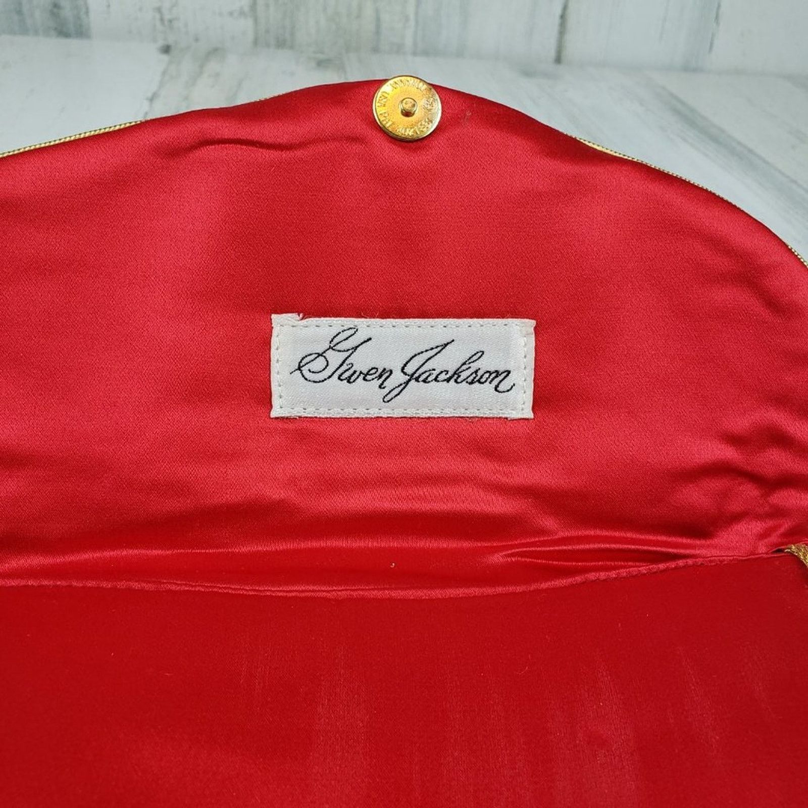 Other Vintage Gwen Jackson Red Floral Silky Purse Shoulder Bag Size ONE SIZE - 10 Thumbnail