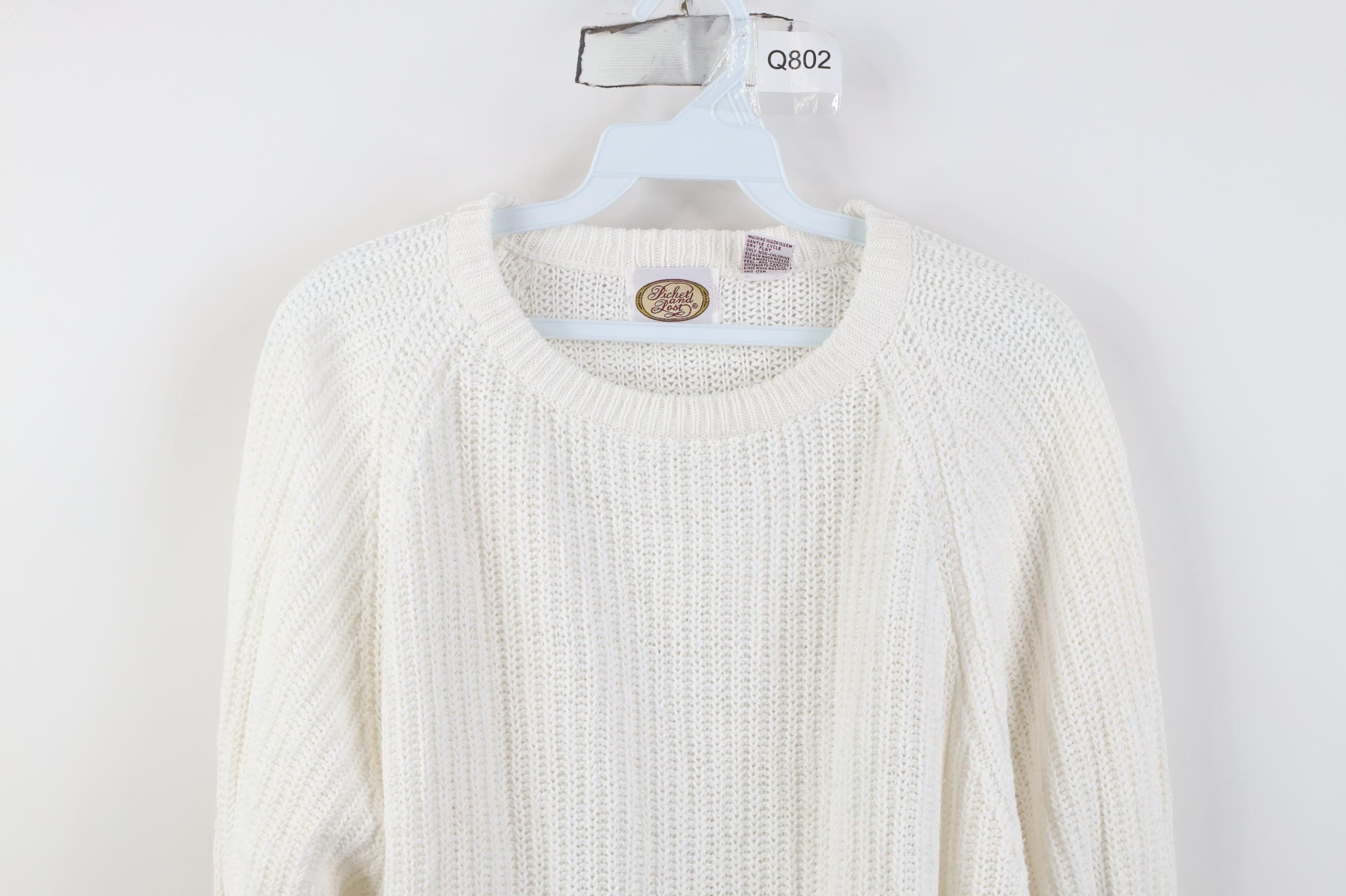 Vintage Vintage 90s Streetwear Chunky Ribbed Crewneck Sweater White Size L / US 10 / IT 46 - 2 Thumbnail