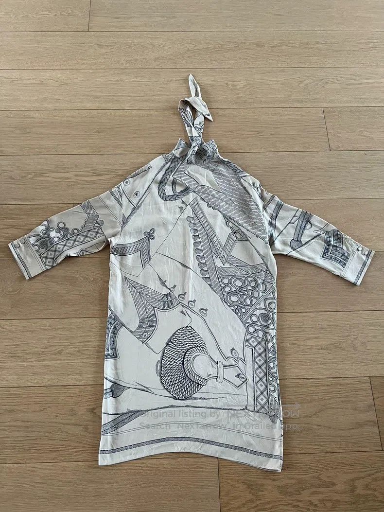Hermes Mulberry silk printed dress