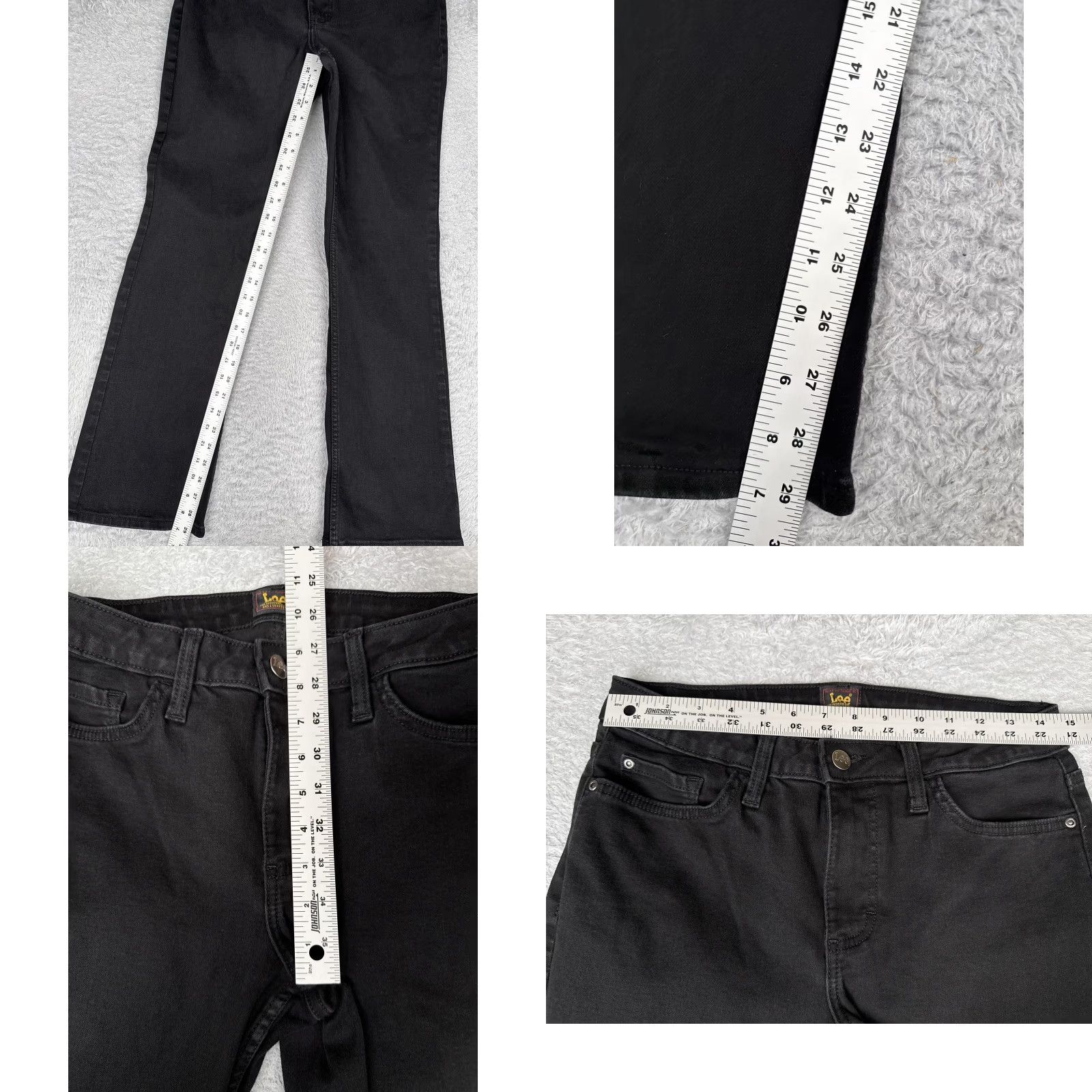 Lee Lee Jeans Women Bootcut Jeans 28x30 Black Regular Denim Pockets Stretch 5-Pocket Style USA Cowboy Vintage No Size 28" / US 6 / IT 42 - 8 Thumbnail