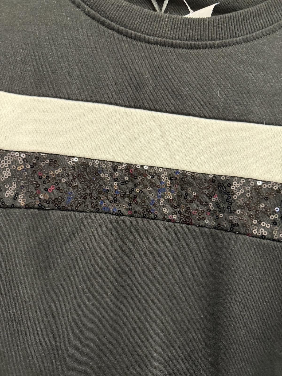 DKNY DKNY Black Sweatshirt with White and Sequin Stripe Detail, L Size L / US 10 / IT 46 - 4 Thumbnail