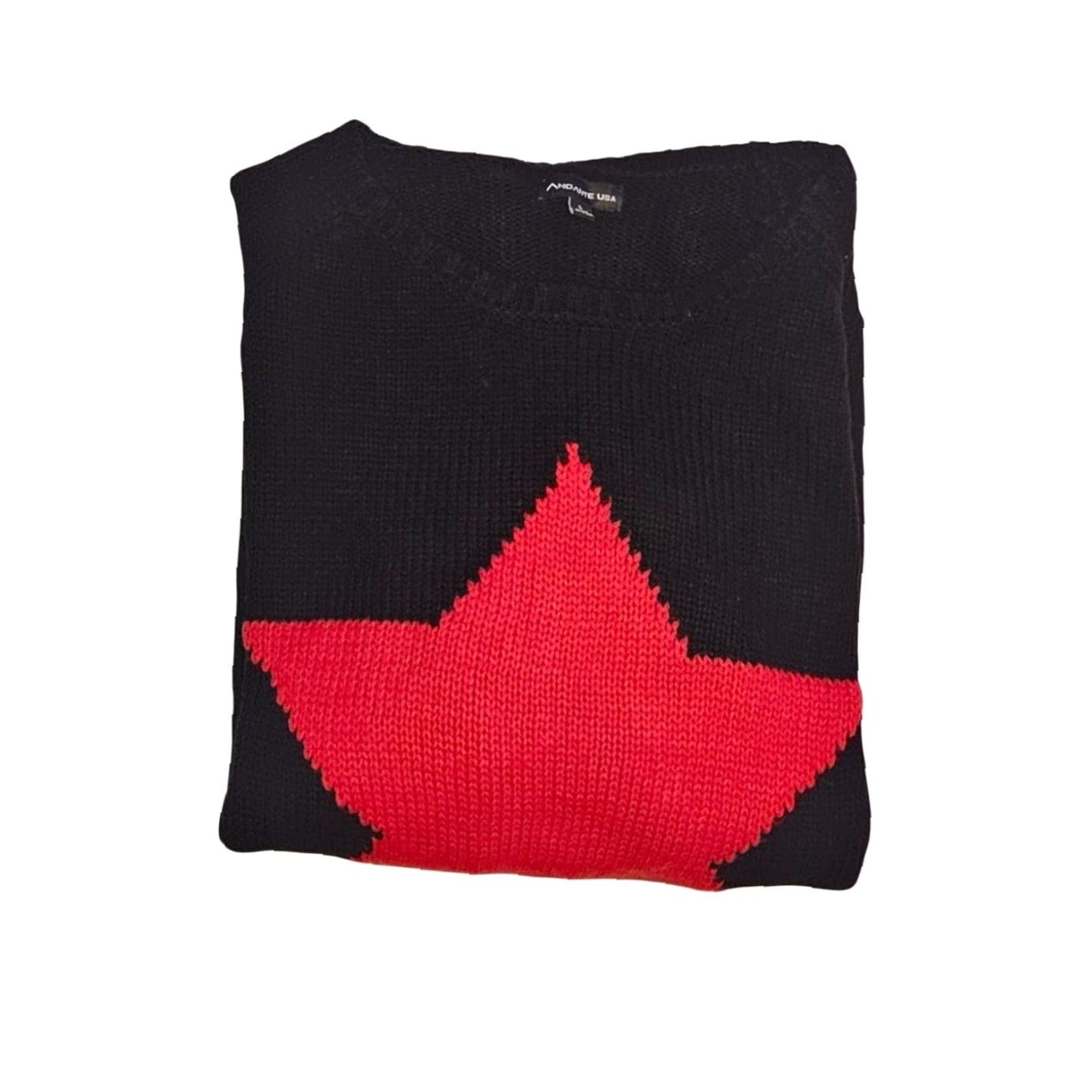 Vintage Andante USA Star Knit Sweater Womens L Black Sleeve 4th of July Y2K Stripe Star Pullover Knit Size L / US 10 / IT 46 - 4 Thumbnail