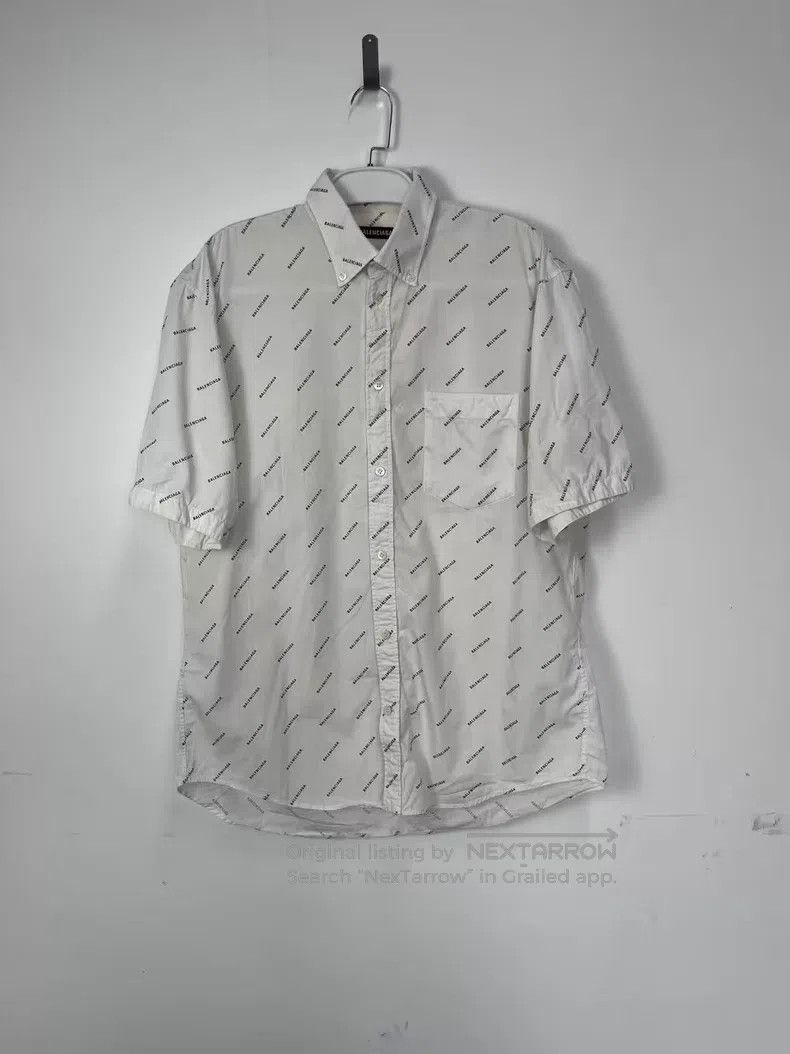 Balenciaga Balenciaga size 37 White short-sleeved shirt with logo all Size US S / EU 44-46 / 1 - 1 Thumbnail