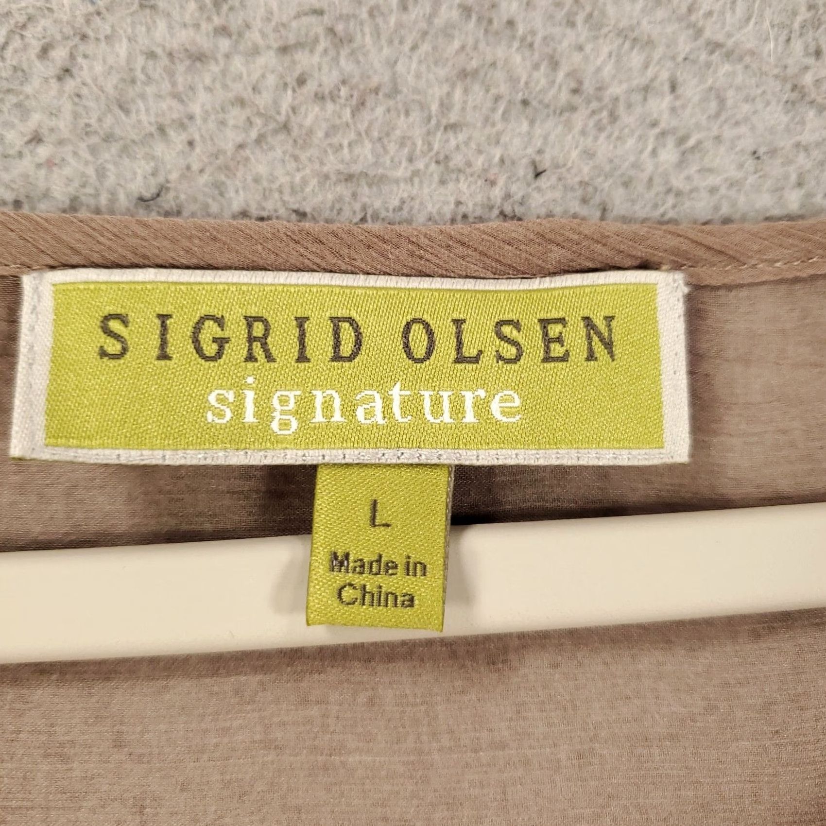 Vintage Sigrid Olsen Blouse Shirt Womens L Brown Tan Embroidered Sheer V-Neck Short Sleeve NWT W/ Tags Size L / US 10 / IT 46 - 5 Thumbnail