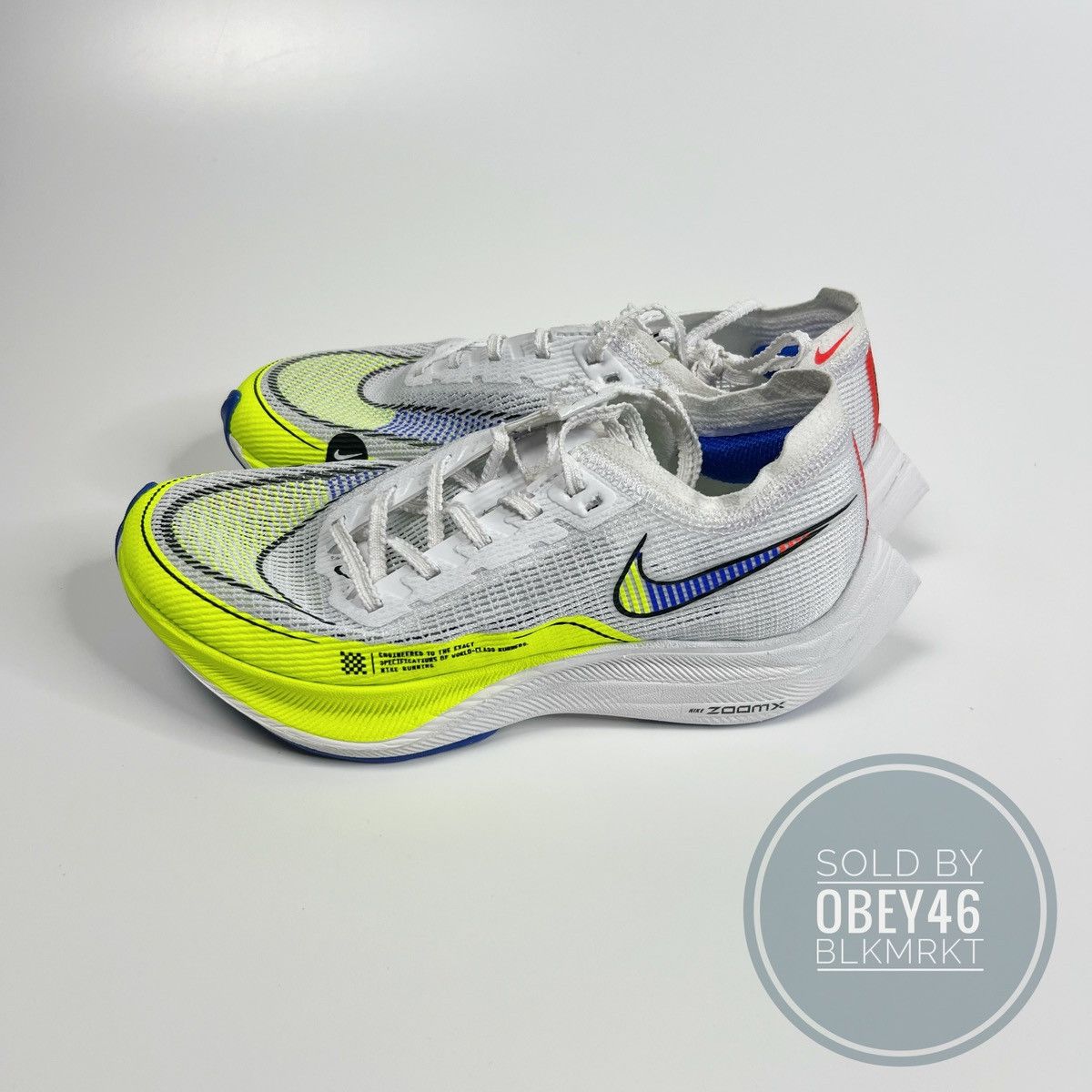 image of Nike Zoomx Vaporfly 2 White Volt Racer Blue 5W Shoes, Women's