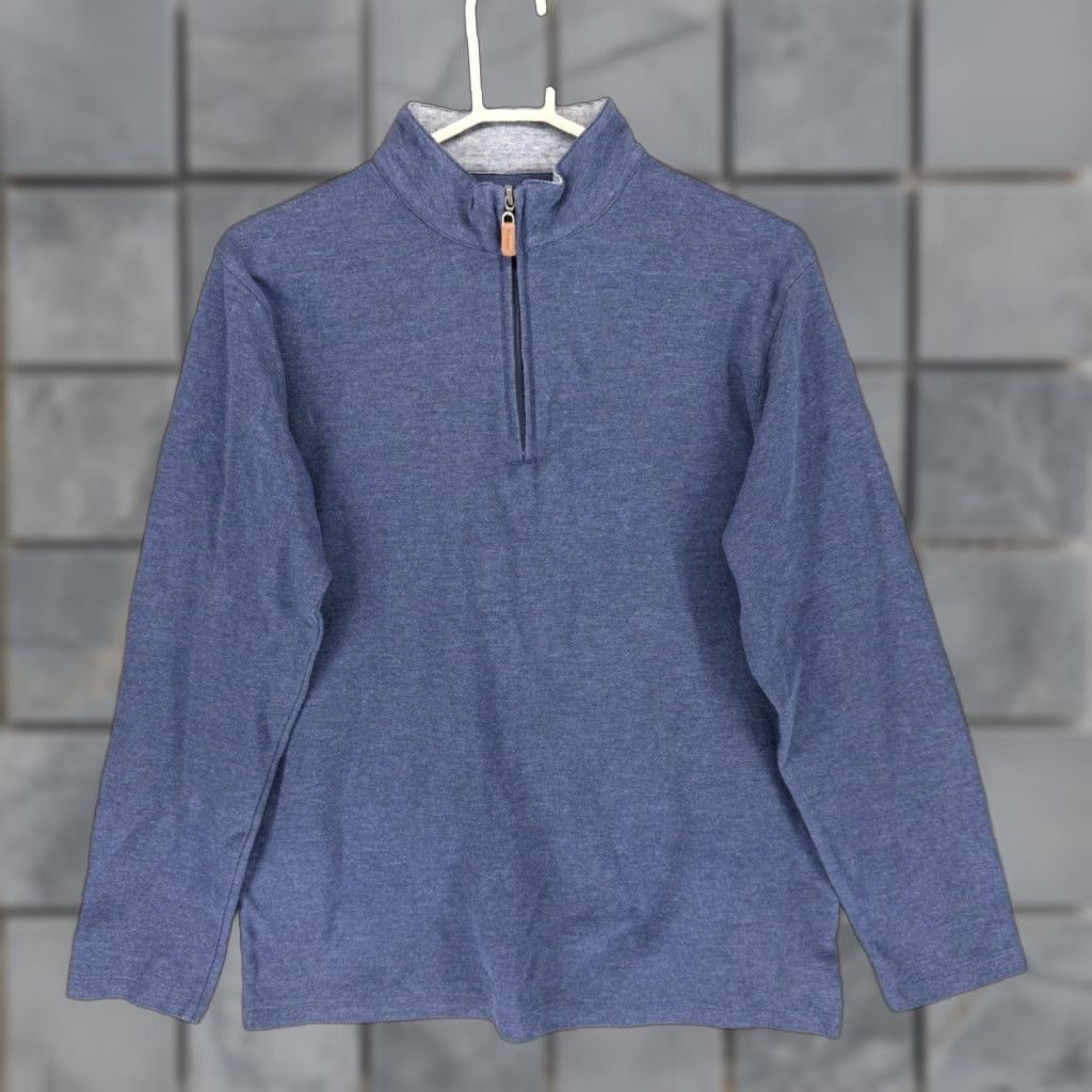 Mizzen+Main Mizzen+Main Mens Blue Heather Quarter Zip Pullover Sweater Large Cotton Modal Size US L / EU 52-54 / 3 - 1 Thumbnail