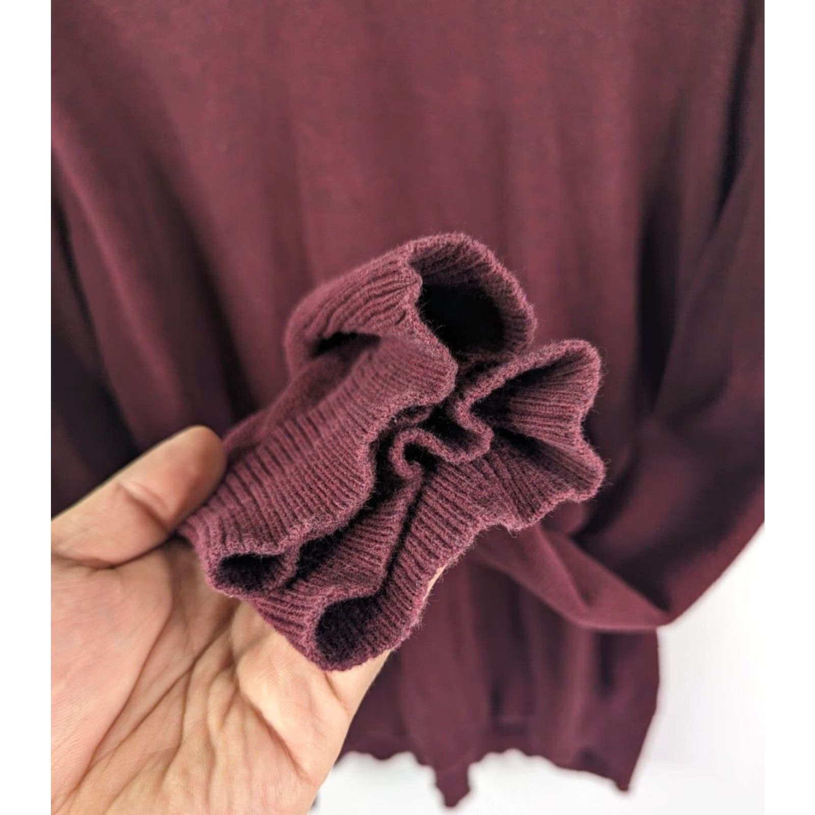 Abercrombie & Fitch Abercrombie & Fitch Sweater Pullover V-Neck Long Sleeve Men's XL 100% Cotton Burgundy Red Knit Classic All Seasons Size US XL / EU 56 / 4 - 3 Thumbnail