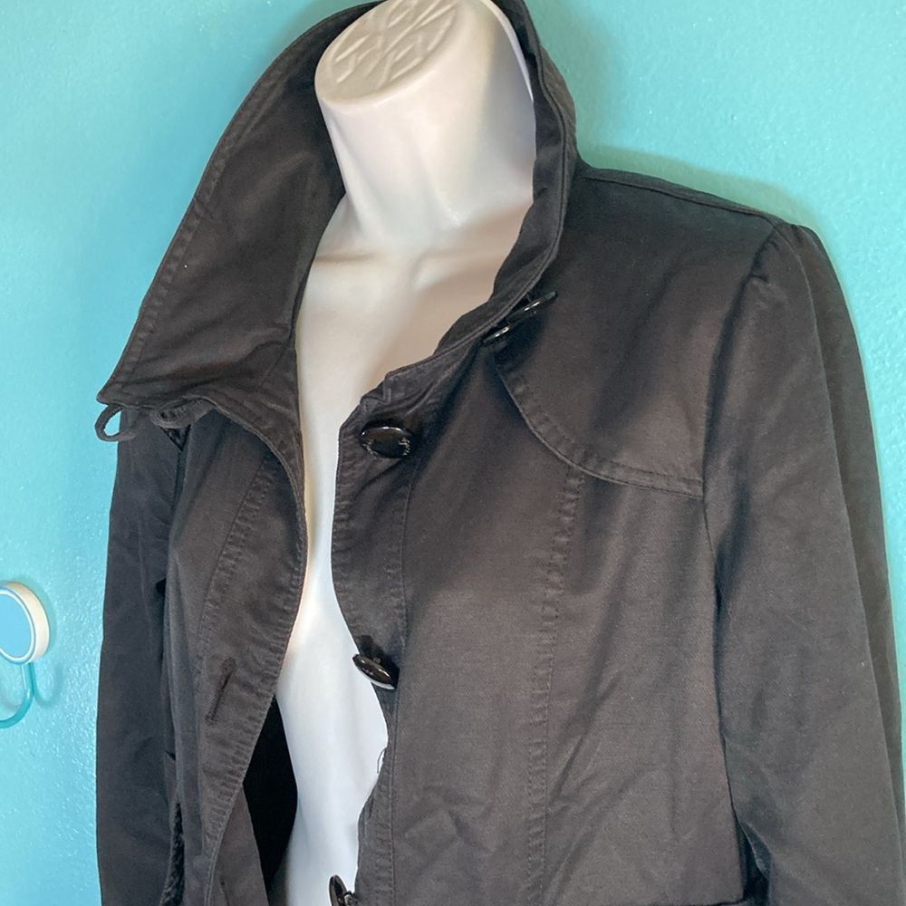 Guess Guess Womens Size M Black Button Front Trench Coat Size M / US 6-8 / IT 42-44 - 7 Thumbnail