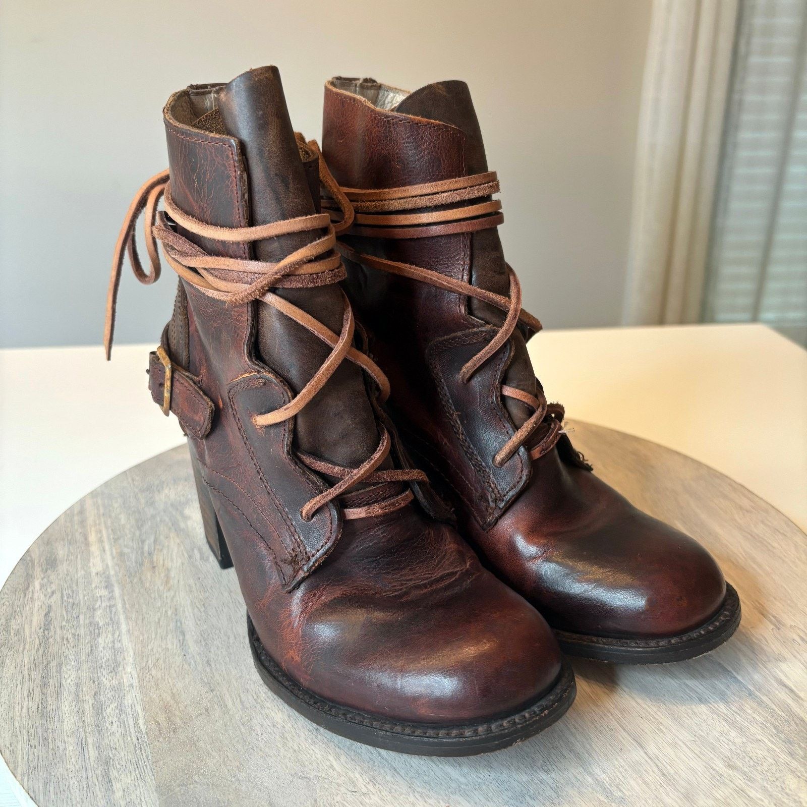 FREEBIRD Freebird Billy Brown Leather Lace Up Ankle Boots Women's 9 Size US 9 / IT 39 - 4 Thumbnail