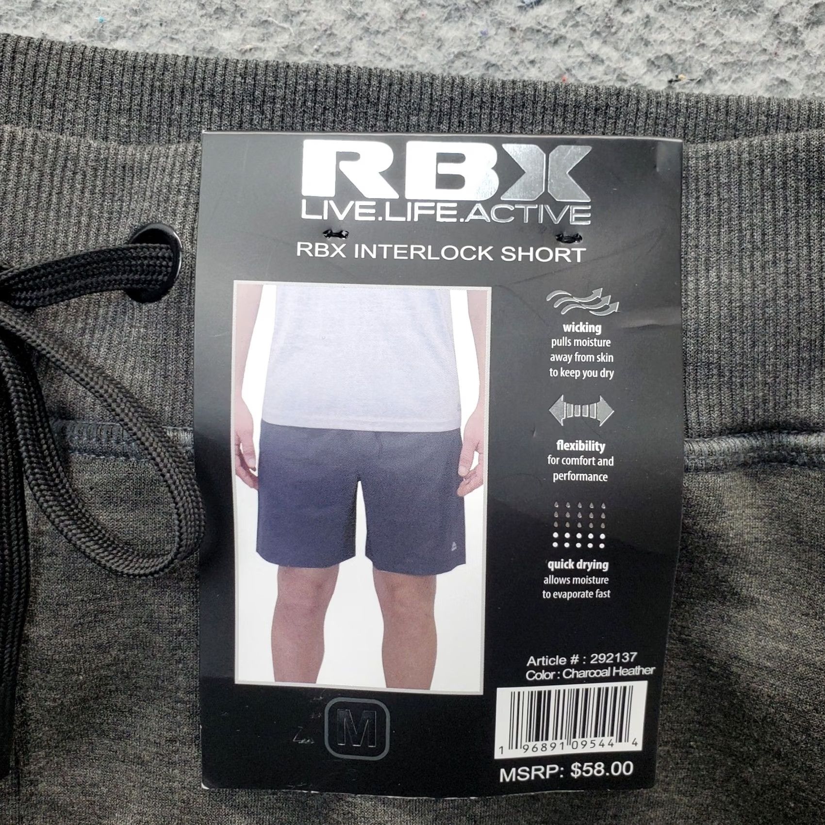 Vintage RBX Active Interlock Shorts Men M Gray Comfort Performance Quick Dry Drawstring Size US 31 - 7 Thumbnail