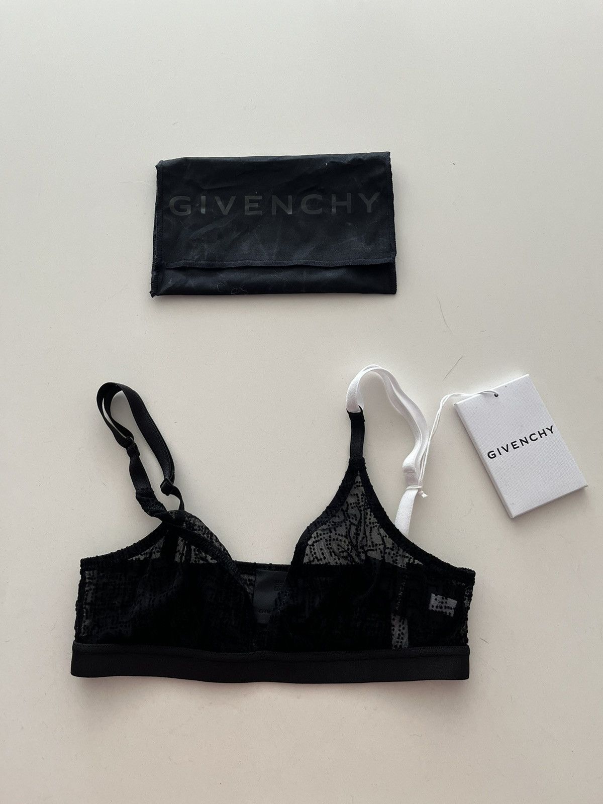 image of NWT - Givenchy Monogram Nylon Bra in Black, Women's