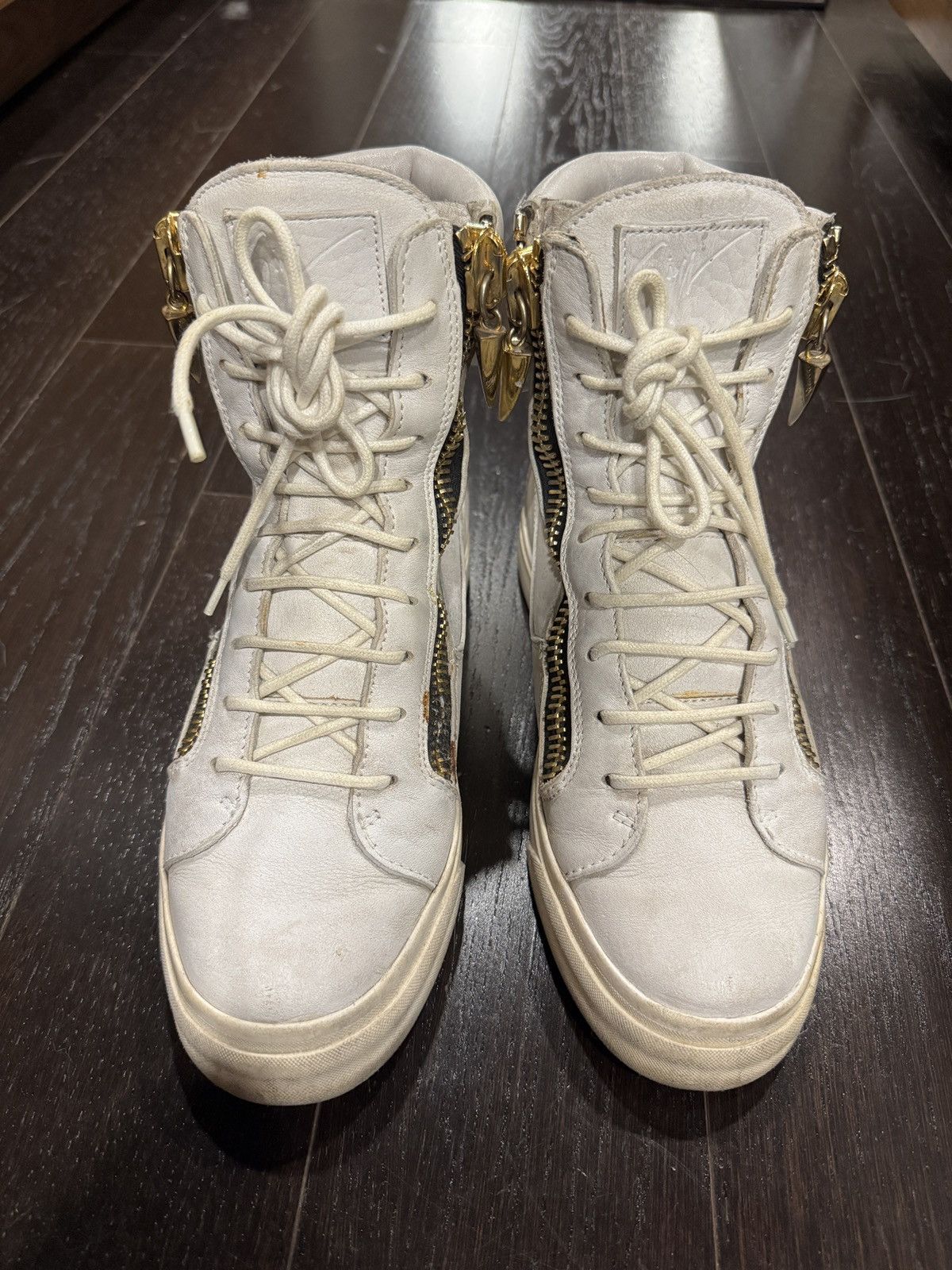 Giuseppe Zanotti Classic GZ White Zipper Tooth Sneakers Size US 7 / EU 40 - 3 Thumbnail