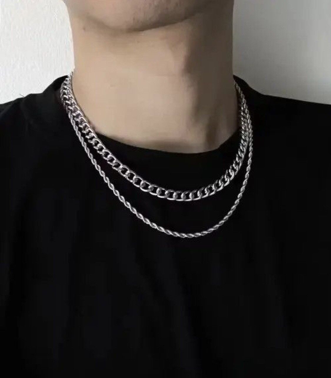 Jewelry 2pcs Punk Chain Necklace Size ONE SIZE - 1 Thumbnail