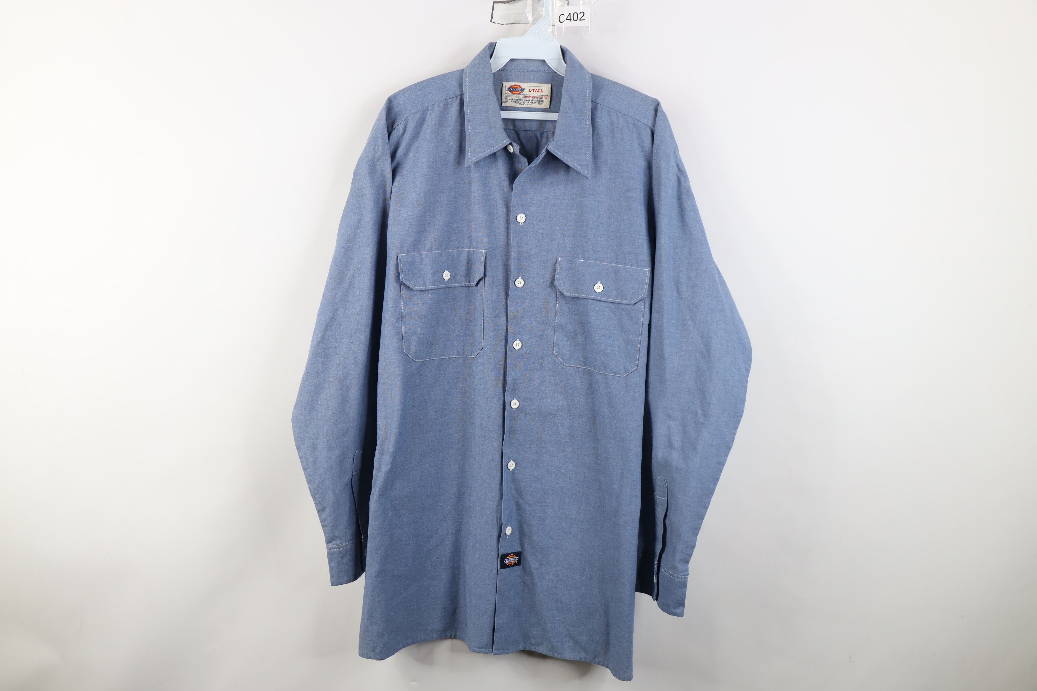 Dickies Vintage 90s Dickies Chambray Mechanic Button Shirt Workwear Size US L / EU 52-54 / 3 - 1 Thumbnail