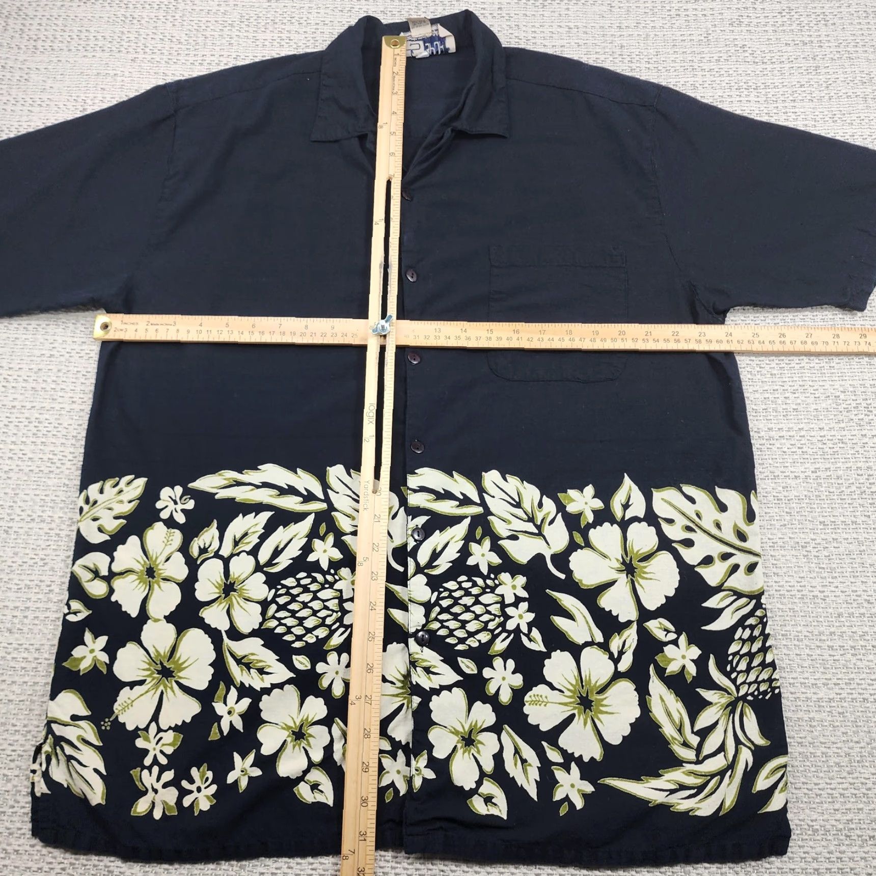 Vintage VINTAGE CS Sport Shirt Mens Large Navy Blue Hawaiian Floral Button-Up Cotton Shirt Size US L / EU 52-54 / 3 - 7 Thumbnail