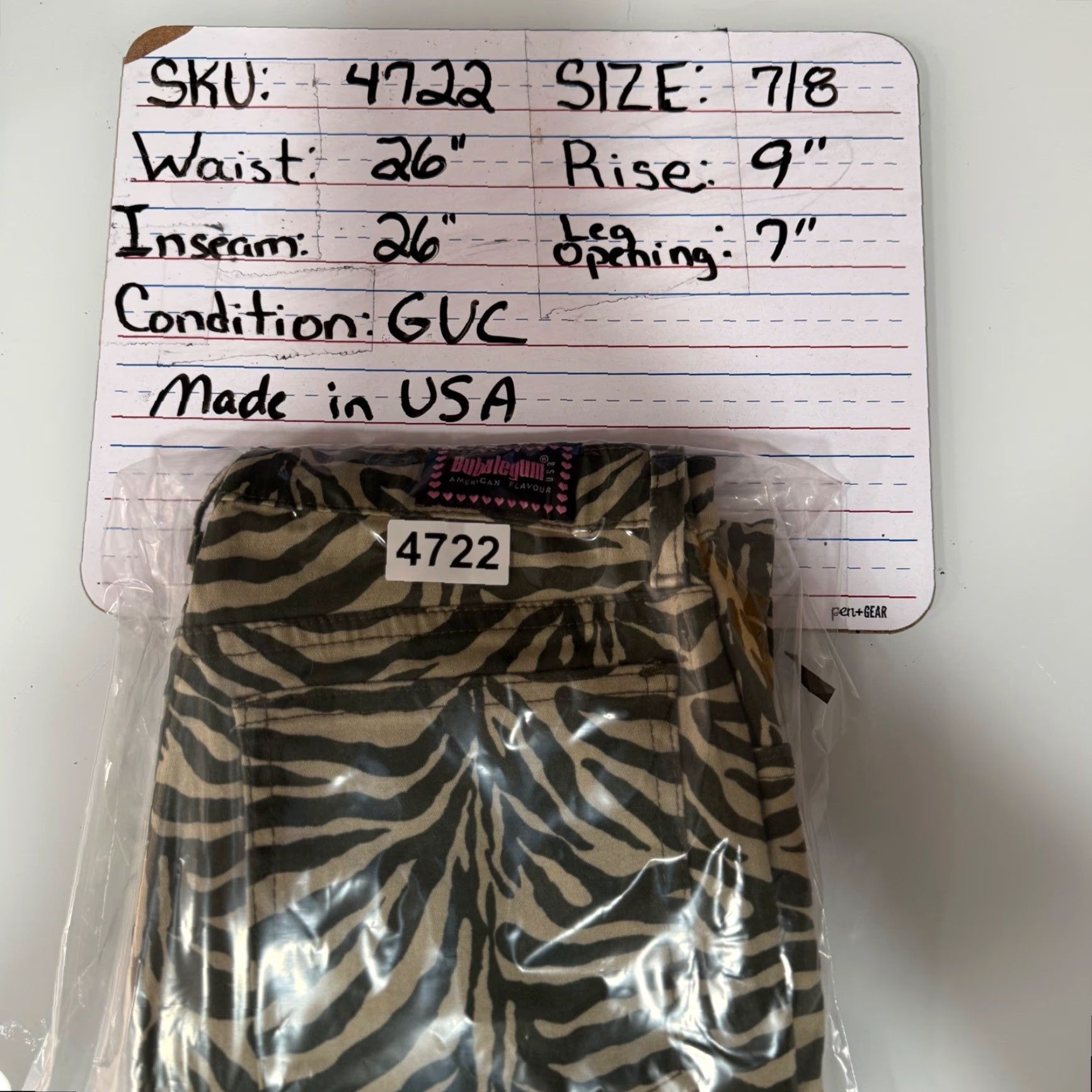 Vintage VINTAGE Bubblegum USA pants Zebra Print 7/8 Slim Straight Y2K 90s Indie Sleaze Clubwear Womens Juniors Green Olive Tan Baggy? Size 28" / US 6 / IT 42 - 8 Thumbnail