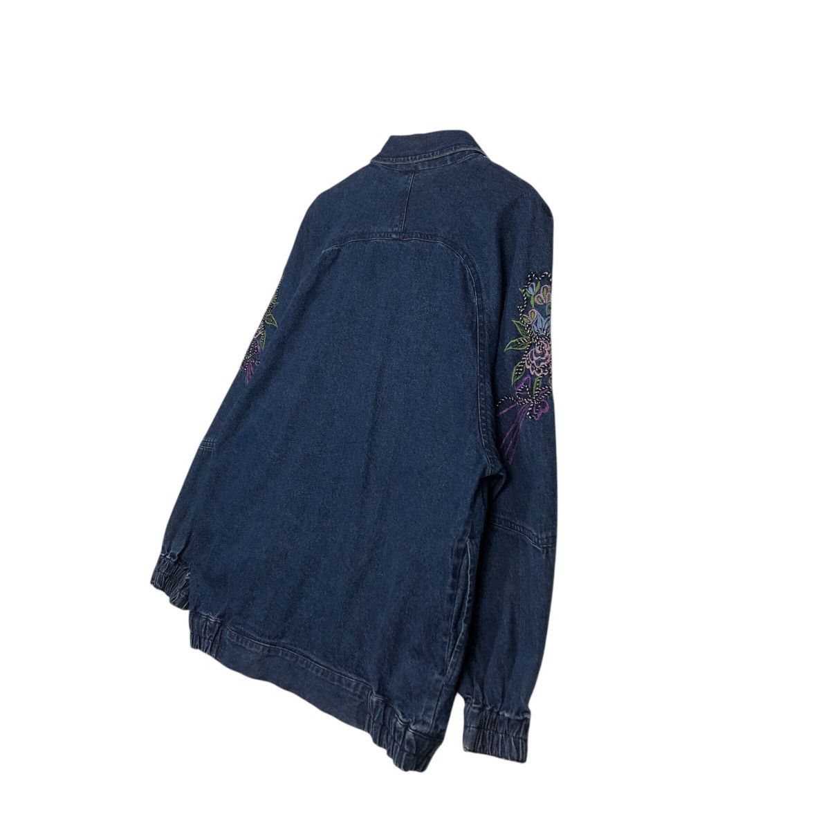 Japanese Brand 📌Vintage Denim Jacket Unbranded Floral Embroidered Big Logo Size US M / EU 48-50 / 2 - 11 Thumbnail