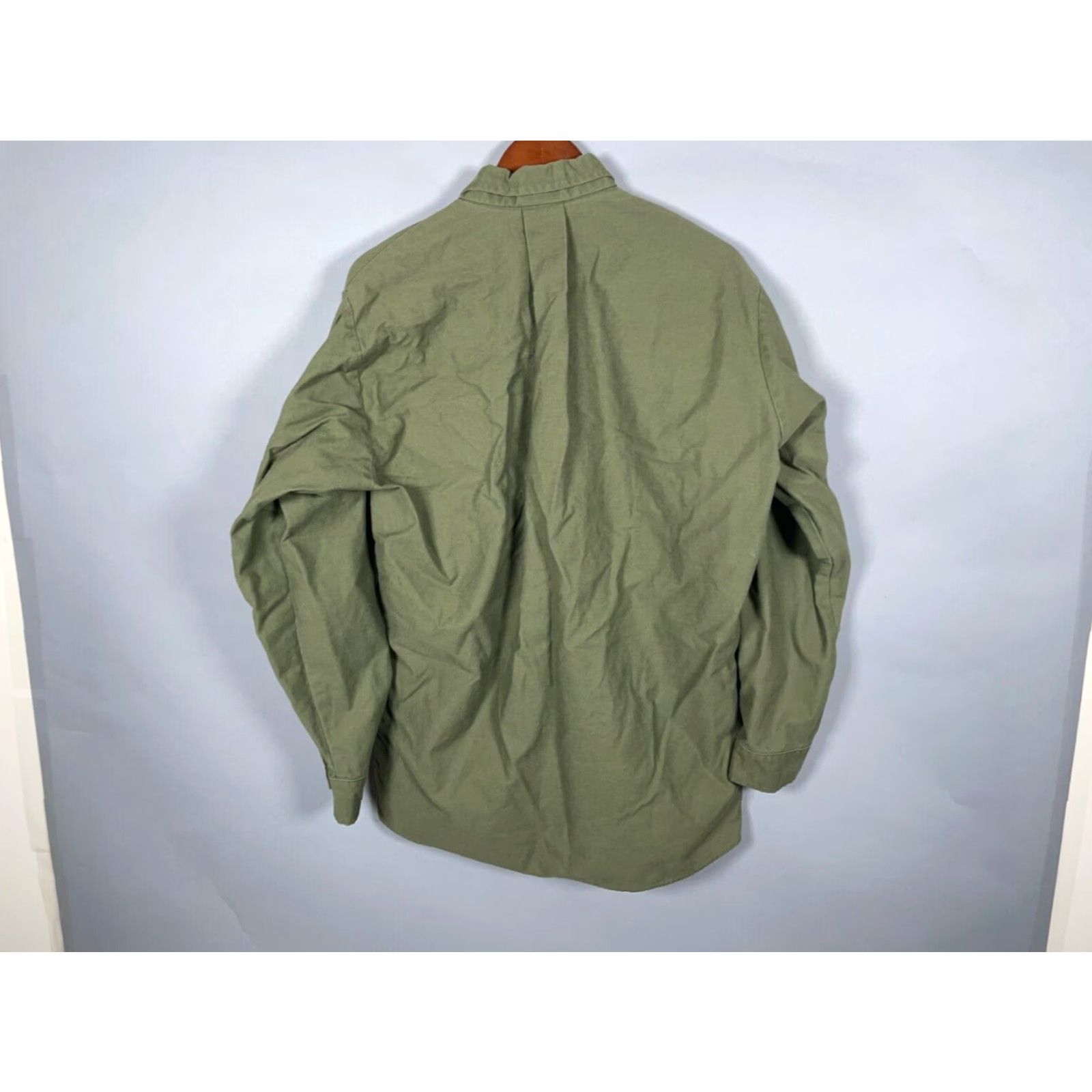 IDEA VINTAGE Ideal Shooting Shirt Men XL Green Brown Twill Canvas Shoulder Elbow Patches 80s USA Mens Size US XL / EU 56 / 4 - 5 Thumbnail