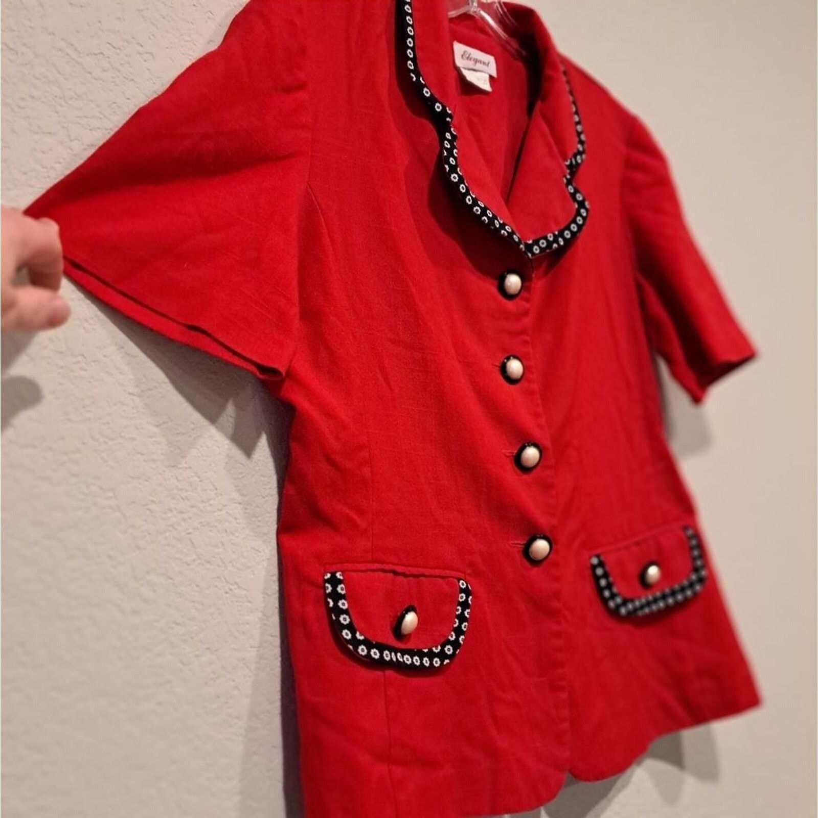 Other Elegant vintage red blouse pearl buttons collar shacket 12 Size XL / US 12-14 / IT 48-50 - 4 Thumbnail