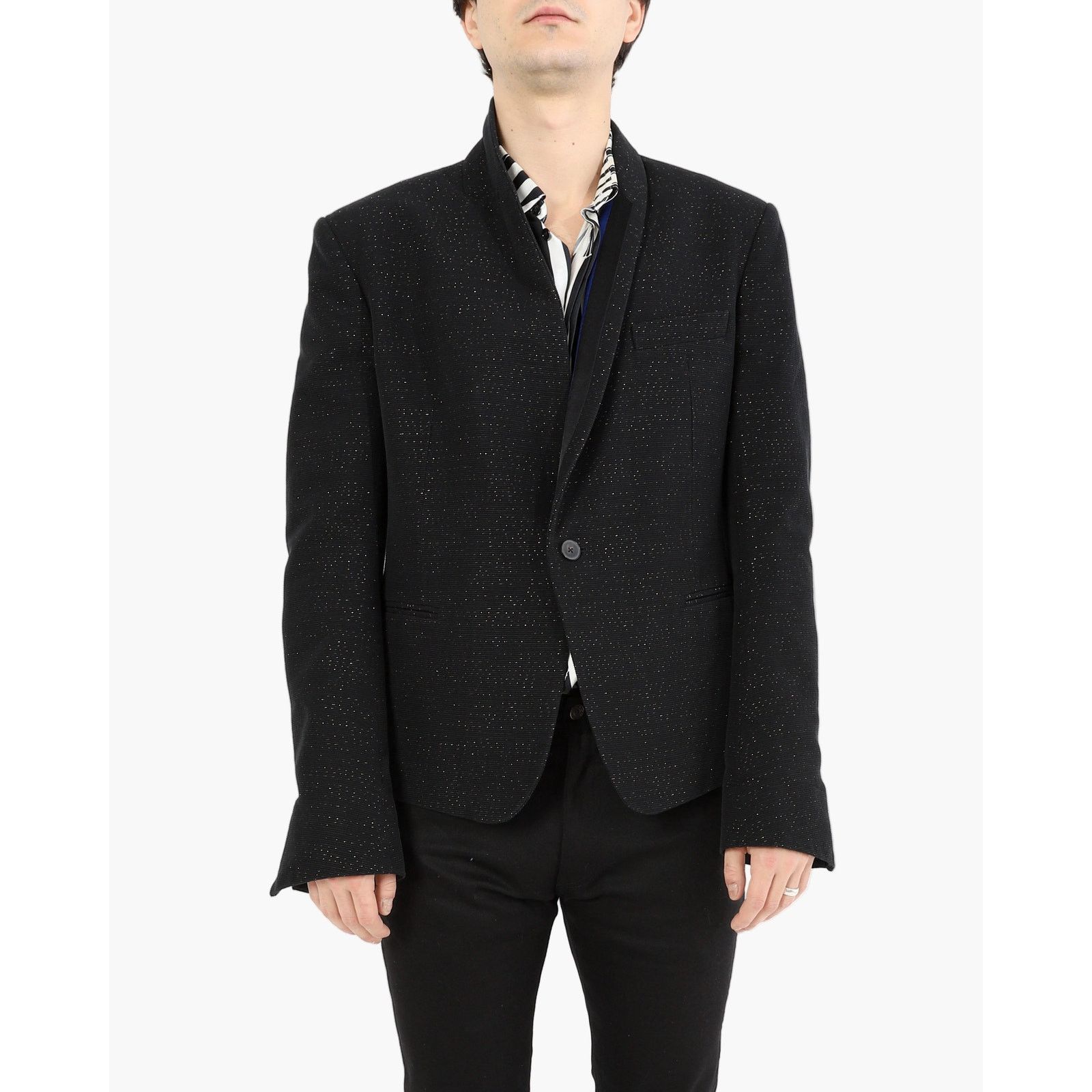 Haider Ackermann SS17 Shawl Collar Blazer in Black Metallic Wool Size 50R - 1 Thumbnail