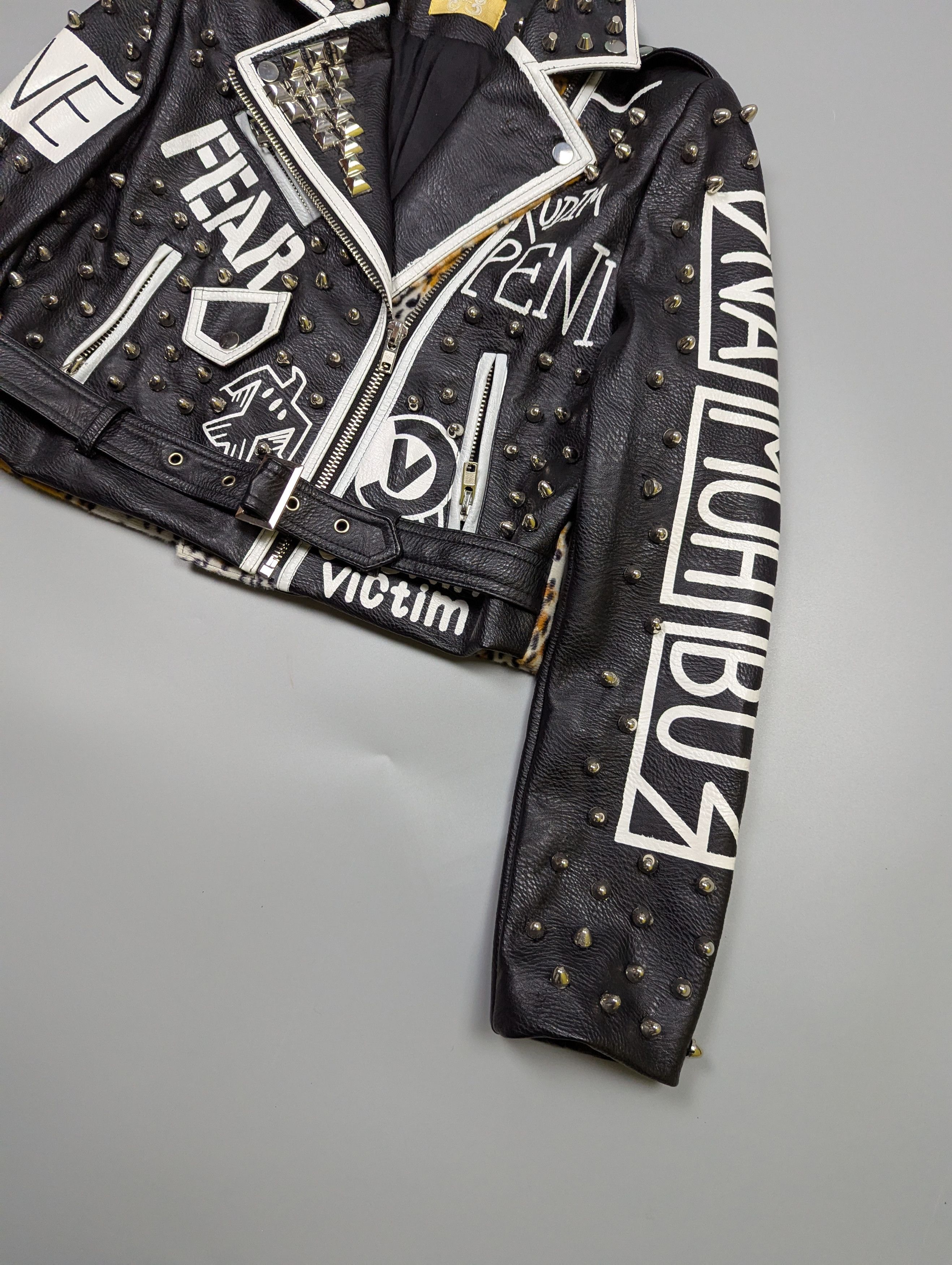 Hysteric Glamour Y2K Punk Rock Studded Graffiti Jacket Biker Leather Style Size M / US 6-8 / IT 42-44 - 5 Thumbnail
