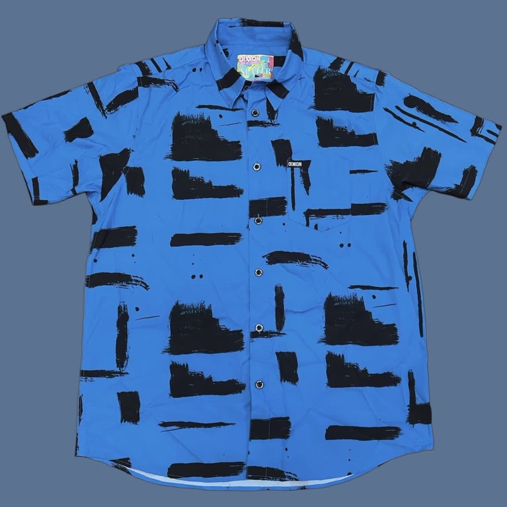 CO Dixxon Flannel Co Shirt The Slater Blue Black Abstract Short Sleeve Button-Up L Men Shirt Regular Size Size US L / EU 52-54 / 3 - 1 Thumbnail