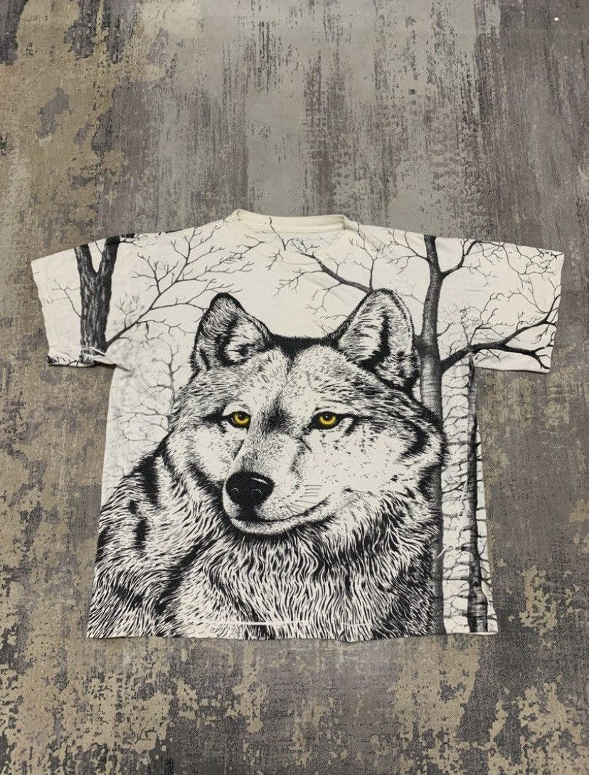 Vintage Vintage Wolf Graphic T-Shirt All Over Print Size US M / EU 48-50 / 2 - 1 Thumbnail