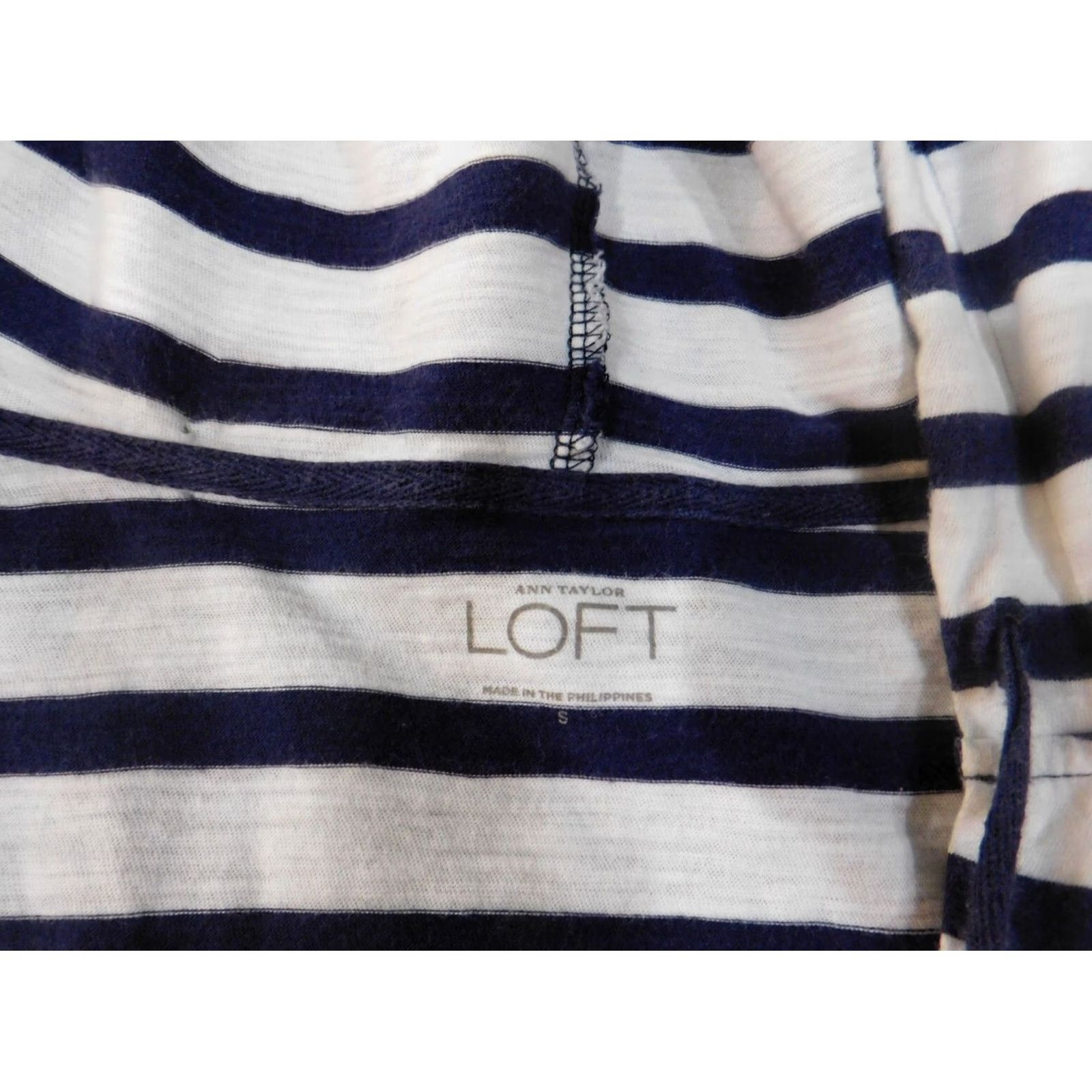 Ann Taylor Ann Taylor Loft Hoodie Shirt Women V-Neck Purple Striped Cotton Knit Pullover Casual Long Sleeve S Small Size S / US 4 / IT 40 - 7 Thumbnail