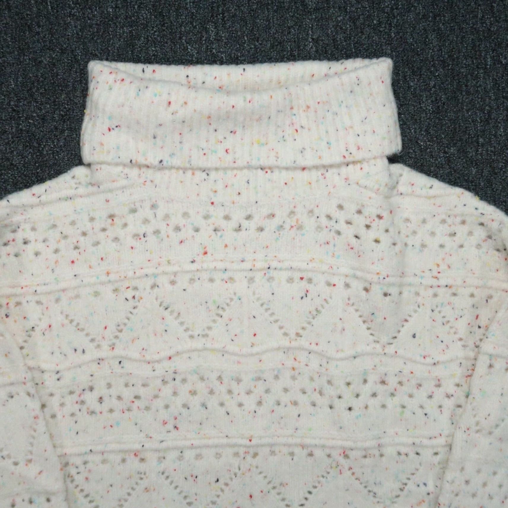 Vintage Sundance Sweater Womens Large Cream Confetti Lazer Cut Thick Turtle Neck NWT Size L / US 10 / IT 46 - 2 Thumbnail