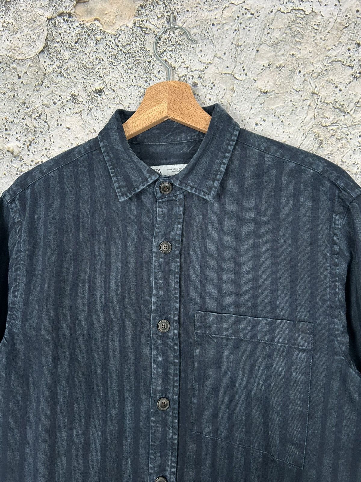 Vintage Zara Stripe Dark Navy Shirt Oversized Grunge Rock Punk Size US M / EU 48-50 / 2 - 3 Thumbnail
