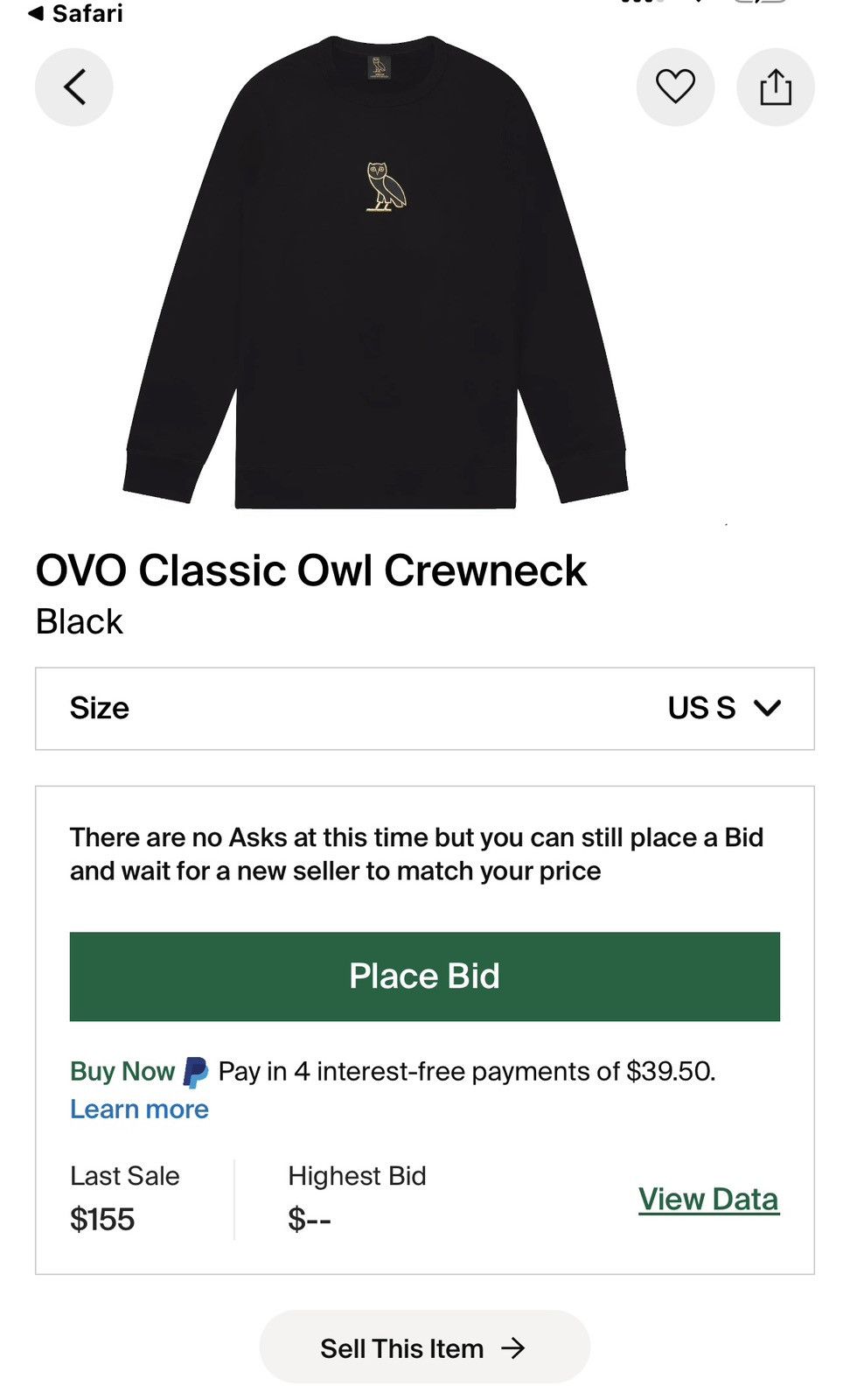 Drake × October's Very Own OVO Classic Owl Crewneck Sweatshirt Size US S / EU 44-46 / 1 - 1 Thumbnail