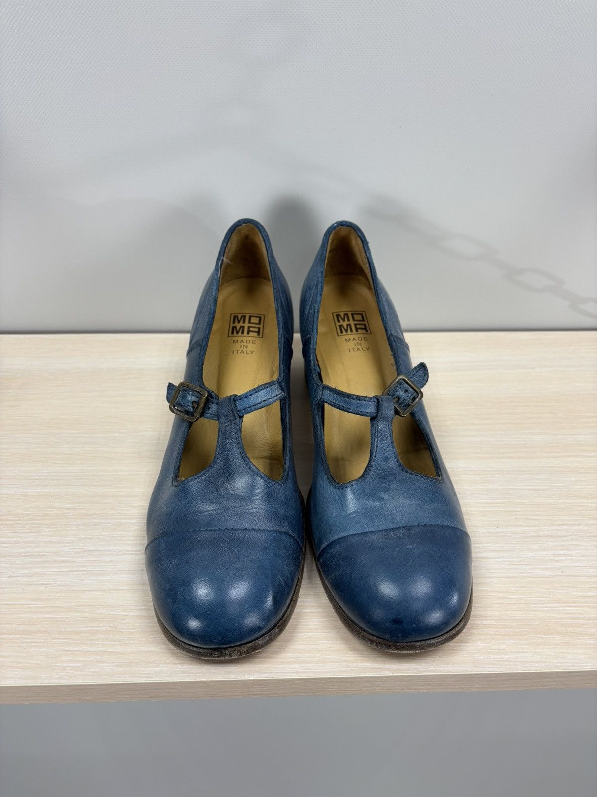 Leather × MoMA Womens leather shoes MOMA Size 37 1/2 Color Blue Size US 7.5 / IT 37.5 - 4 Thumbnail