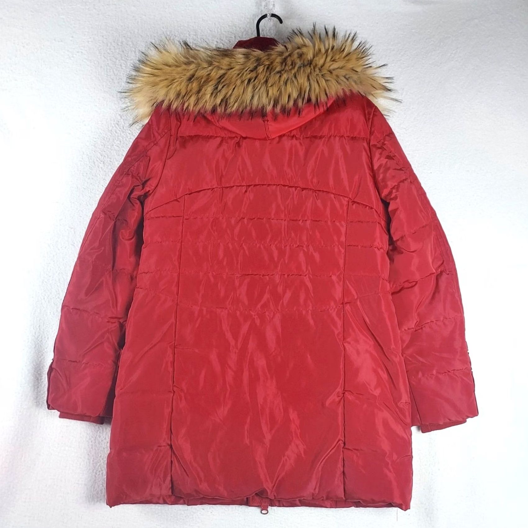 Vintage VINTAGE? No — Epsion Womens Down Puffer Coat L Red Hooded Quilted Faux Fur Trim Winter Jacket Womens Size L / US 10 / IT 46 - 2 Thumbnail