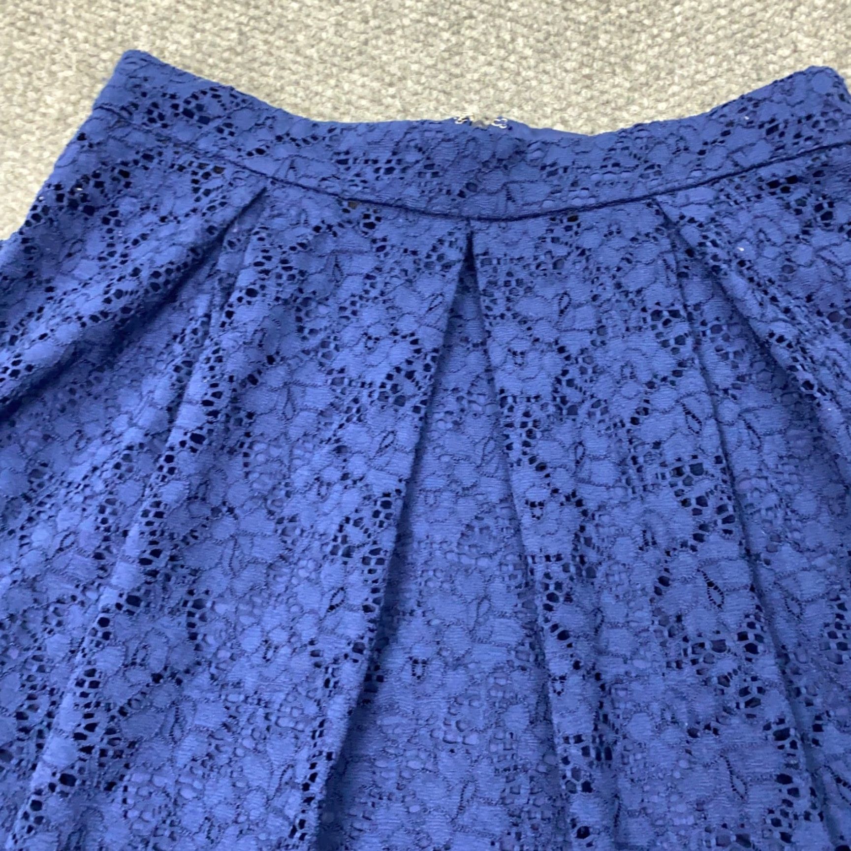 Vintage Miami Womens Skirt Medium Blue Lace Tea Length Layered Midi Flare Size 32" / US 10 / IT 46 - 2 Thumbnail