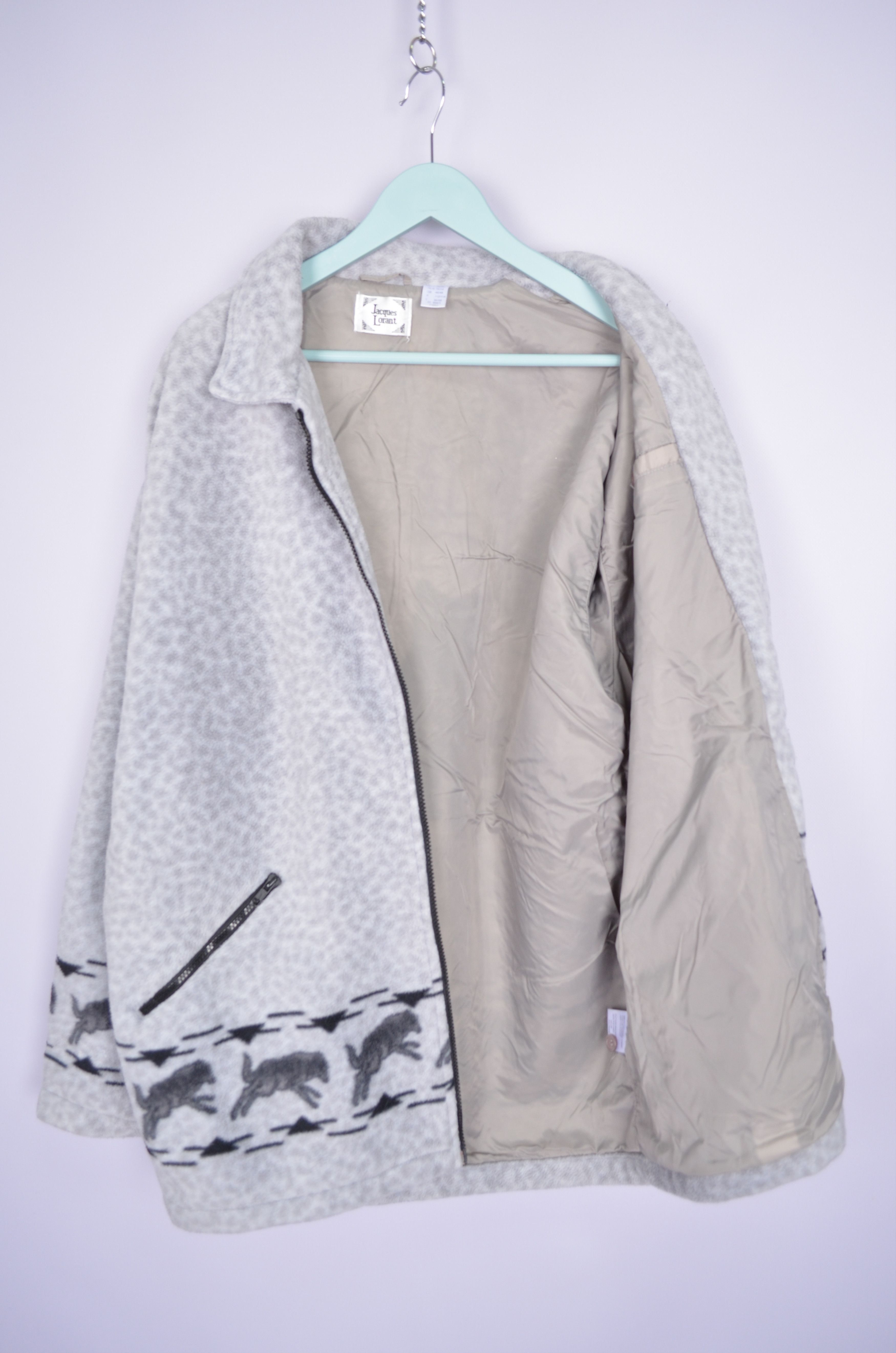 Vintage Vintage Jacques Lorant Fleece Pattern Wolves Full Zip Sz XL Size US XL / EU 56 / 4 - 5 Thumbnail