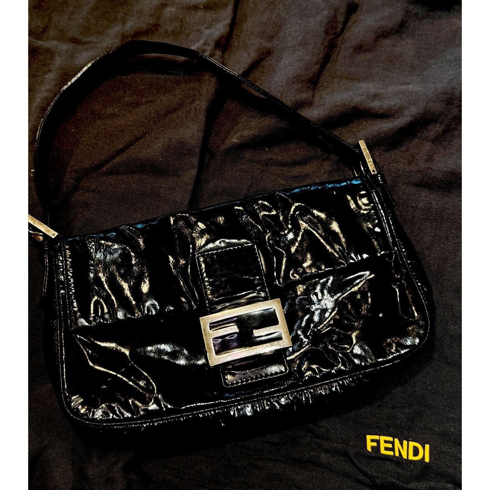 Fendi Vintage Rare Black Patent Leather FENDI BAGUETTE Handbag Size ONE SIZE - 2 Thumbnail