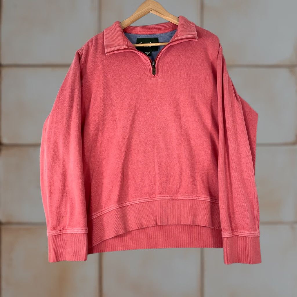 Eddie Bauer Eddie Bauer Sweater Mens Large Pink Cotton Ribbed Quarter Zip Pullover Gorpcore Size US L / EU 52-54 / 3 - 1 Thumbnail