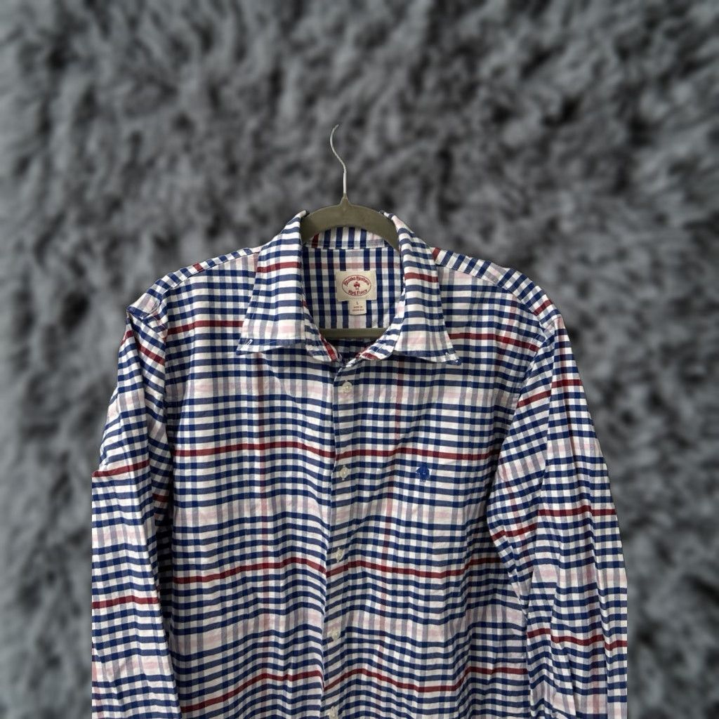 Brooks Brothers Brooks Brothers Red Fleece Shirt Mens L Blue Red Gingham Check Button-Down Size US L / EU 52-54 / 3 - 1 Thumbnail