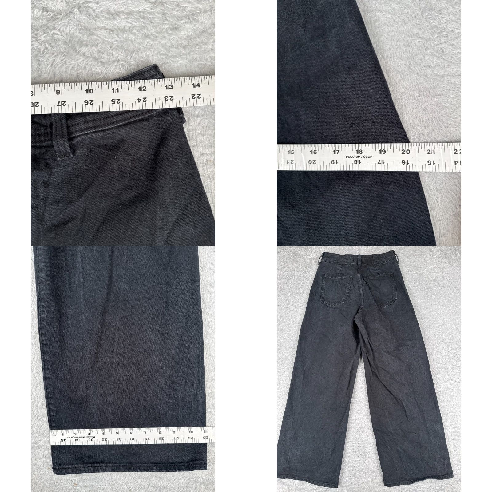 Vintage Universal Thread Jeans Womens 4 Black Denim Sailor Wide Leg High Rise 26x28 Size 27" / US 4 / IT 40 - 9 Thumbnail