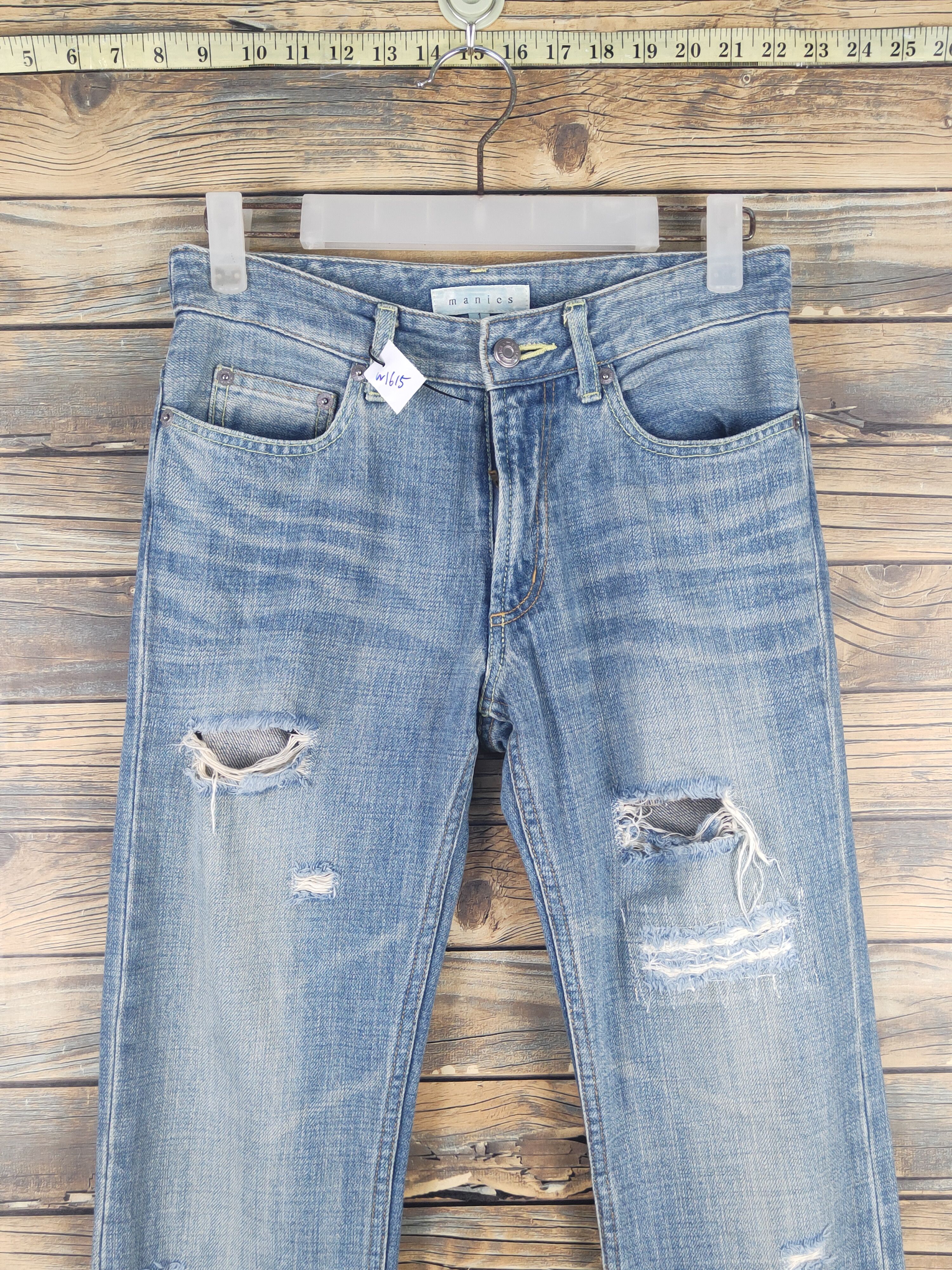 Japanese Brand D Manics made in japan Blue Distressed Ripped Jeans#W1615 Size US 27 - 2 Thumbnail