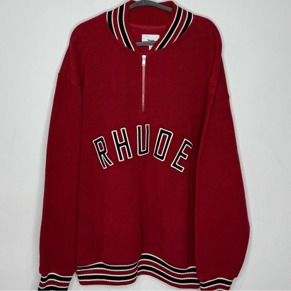 Rhude Varsity Half-Zip Sweatshirt Red Men’s Size Large