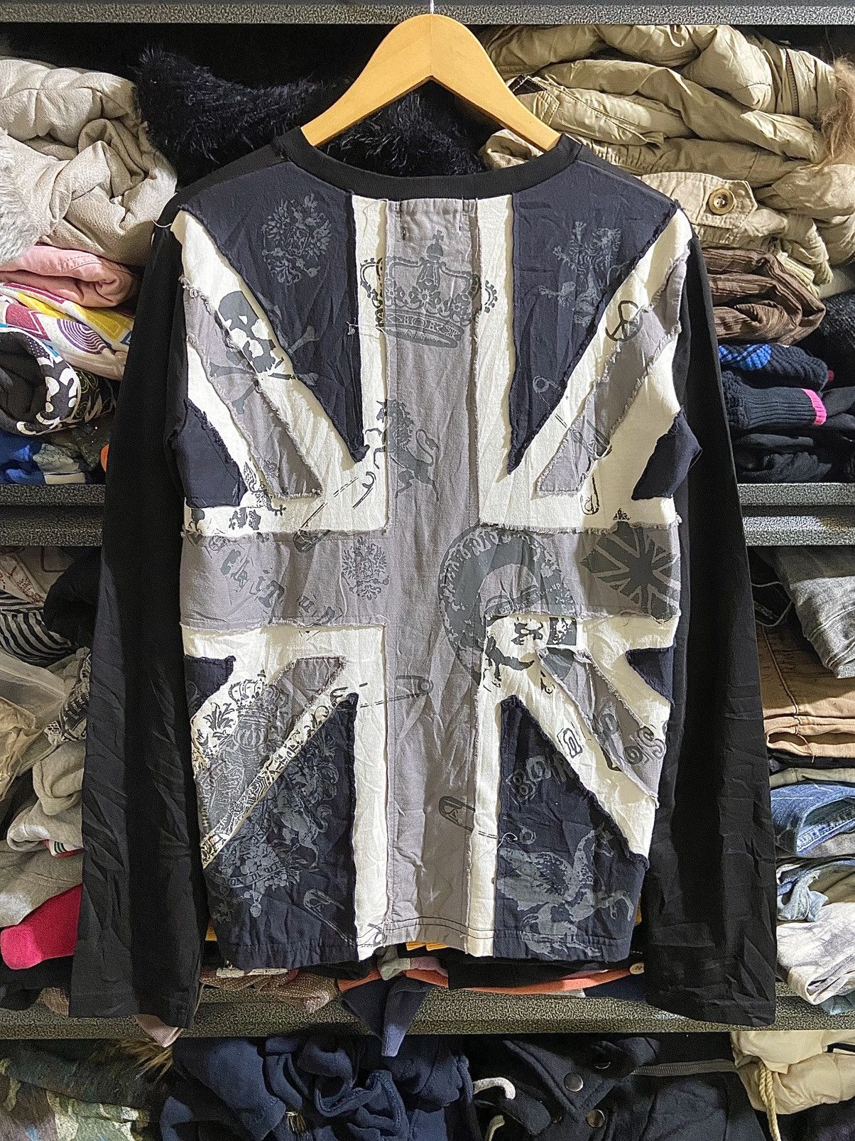 Other Edge rupert distressed punk style england flag long sleeve 