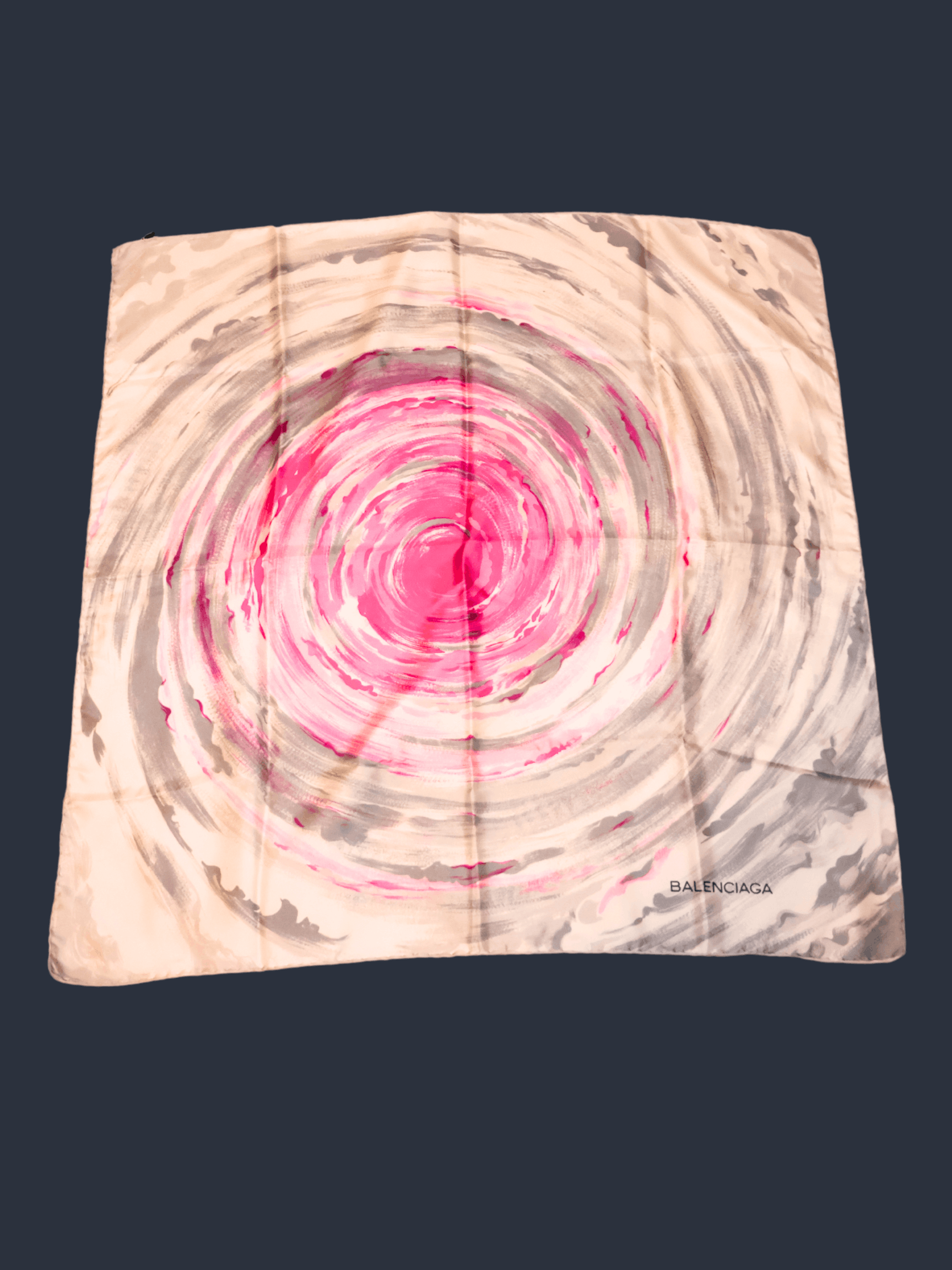 image of Vintage Balenciaga 100% Silk Scarf in Pink/White, Men's
