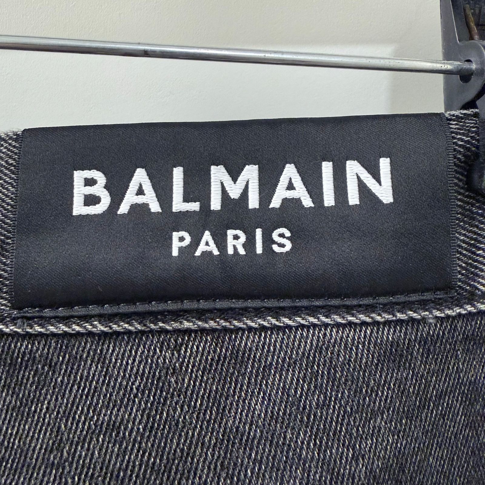 Balmain NWT $1350 Value Balmain Biker Jeans Washed Black Moto Denim Size US 33 - 5 Thumbnail