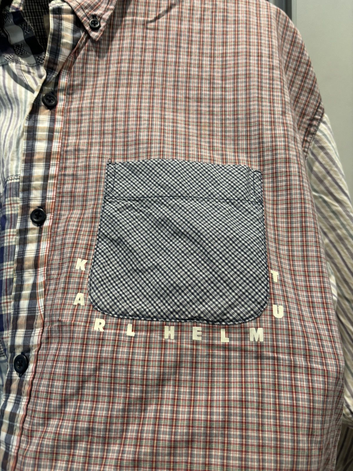 Designer × Karl Helmut × Vintage Karl Helmut patchwork button up shirt Size US XL / EU 56 / 4 - 2 Thumbnail