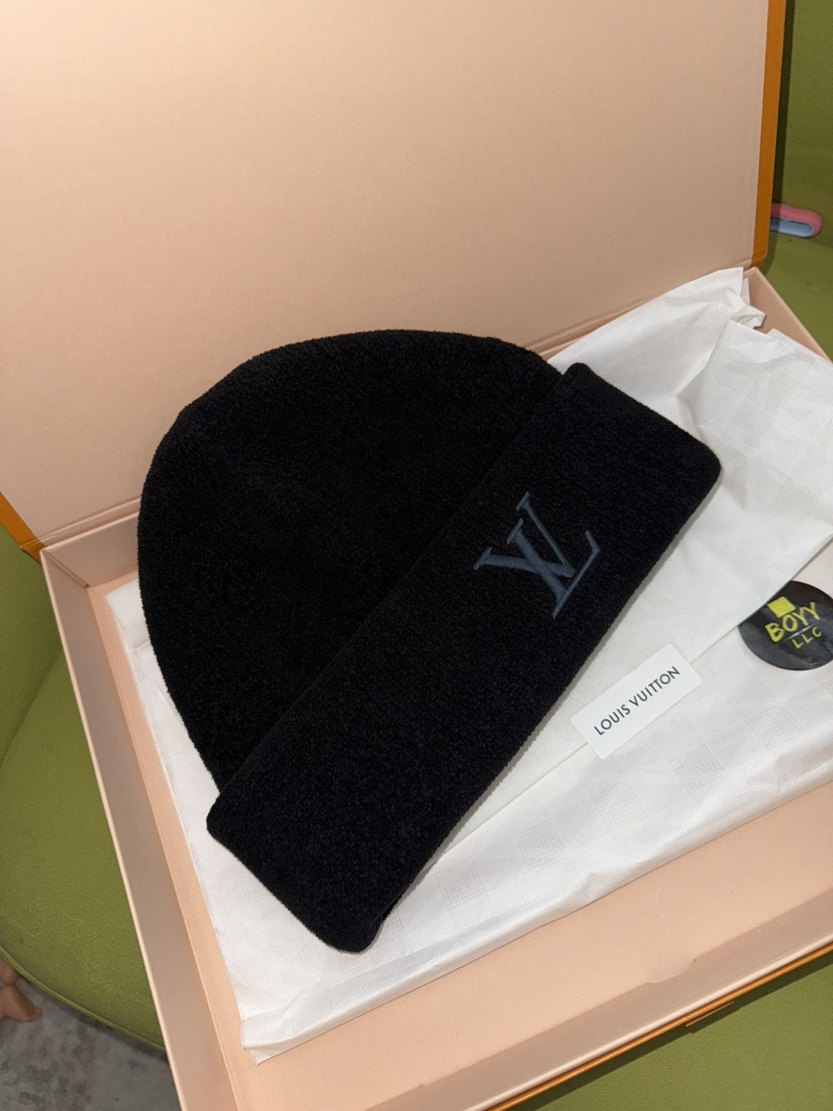 Louis Vuitton LV monogram black & nior beanie | Grailed