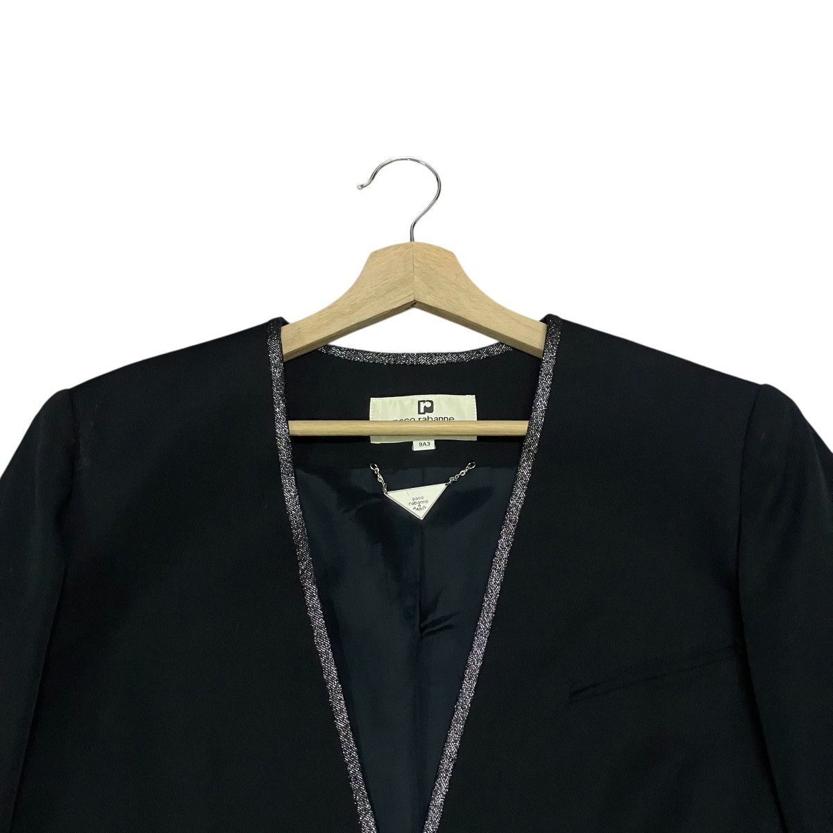Paco Rabanne Vtg Paco Rabanne Paris V-neckline Silver Trim Outline Jacket Size M / US 6-8 / IT 42-44 - 6 Thumbnail