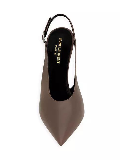 Saint Laurent Paris o1s1wg111024 Blade Slingback Pumps In Suede in Taupe Size US 9 / IT 39 - 3 Thumbnail