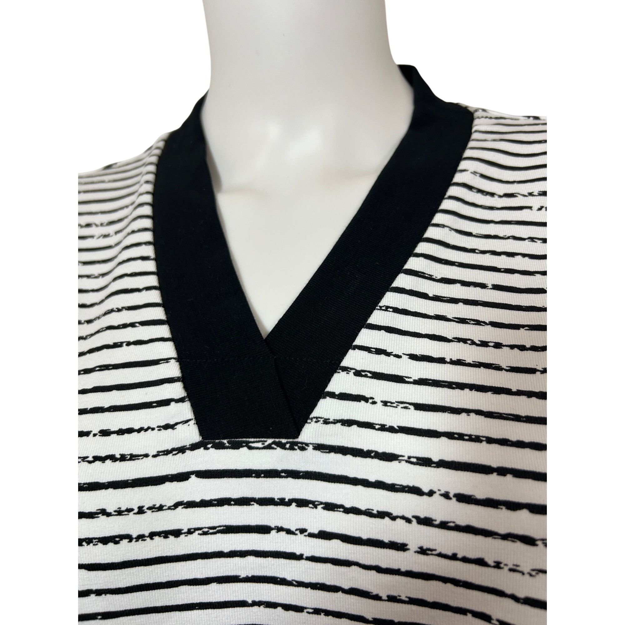 Other E.L.I Tunic Top XL Black White Stripes Long Sleeve V-Neck Bu Size XL / US 12-14 / IT 48-50 - 9 Thumbnail