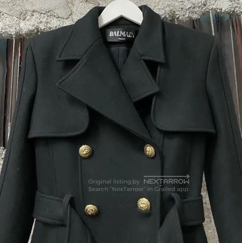 Balmain Balmain Black Wool Long Coat for Women . Size XXS / US 00 / IT 34 - 3 Thumbnail